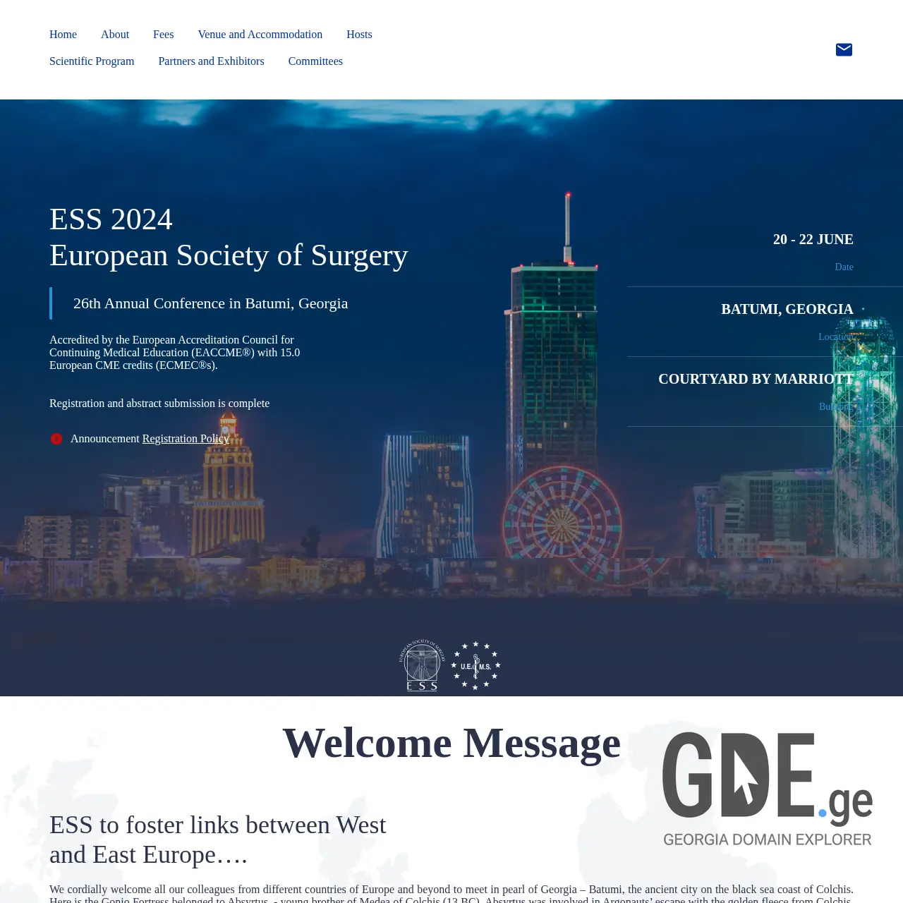 Screenshot of the site essbatumi2024.ge at 2025-12-07