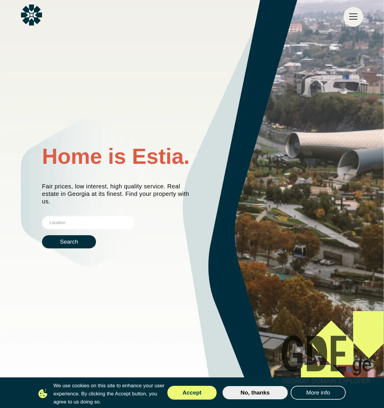 Screenshot of the site estia.ge at 2025-11-30