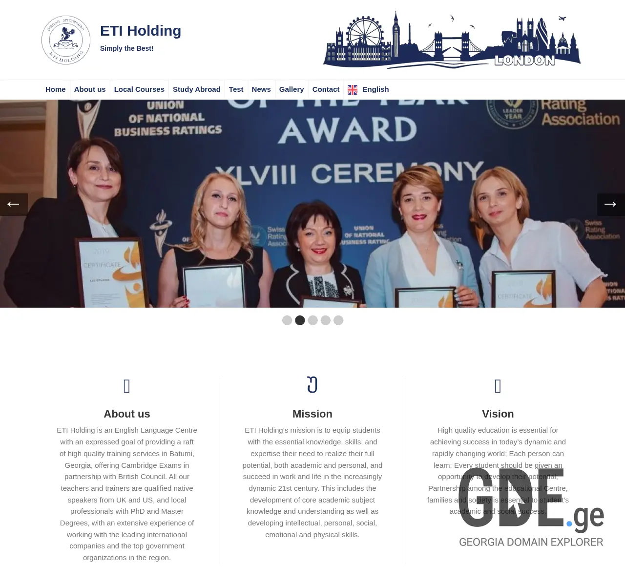 Screenshot of the site etiholding.ge at 2025-11-26