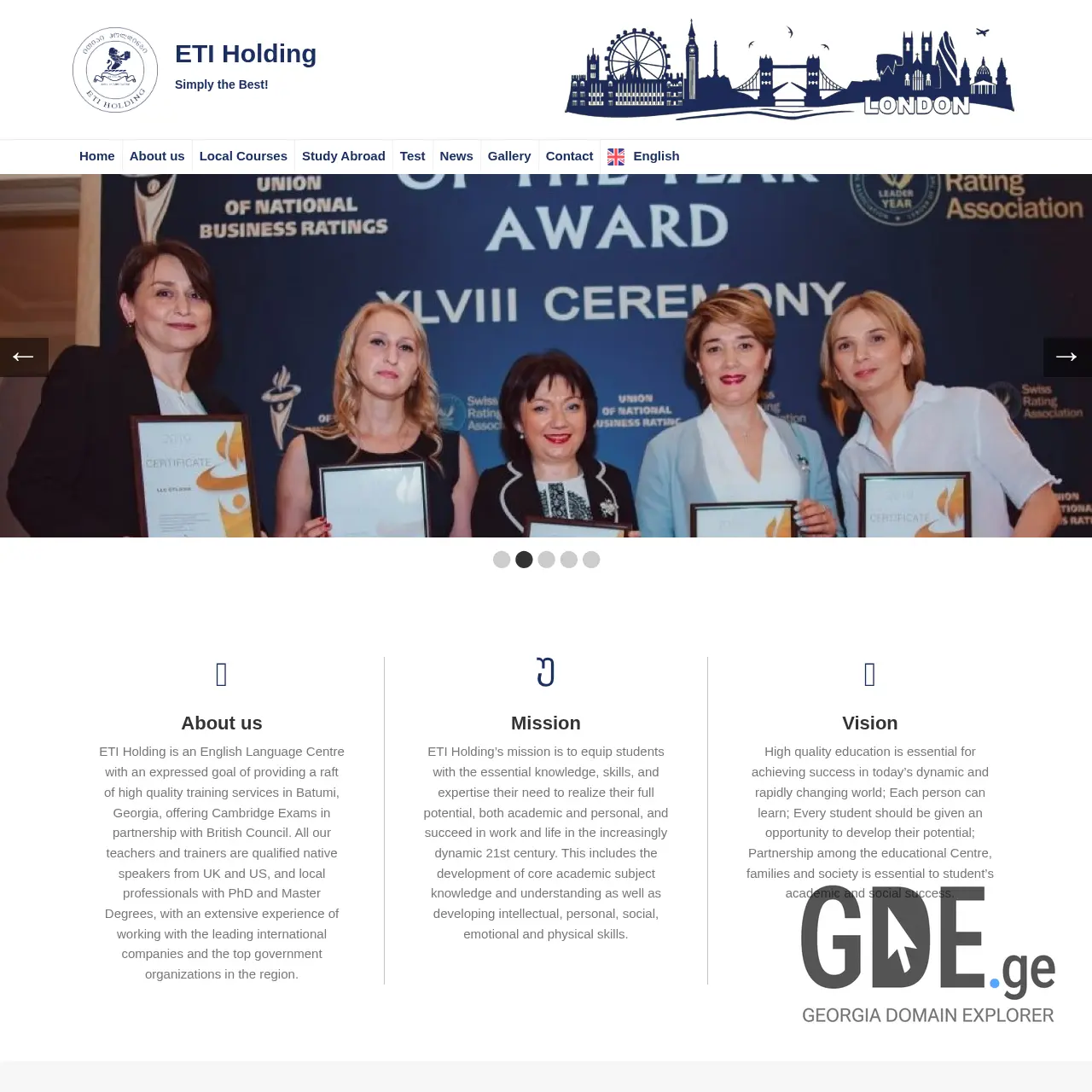 Screenshot of the site etiholding.ge at 2025-12-20