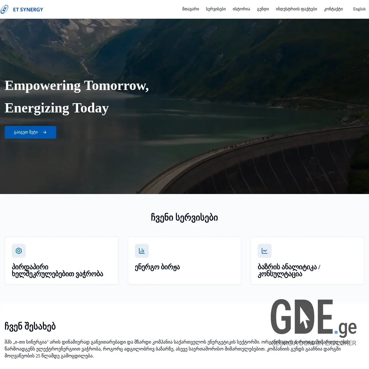 Screenshot of the site etsynergy.ge at 2025-12-07