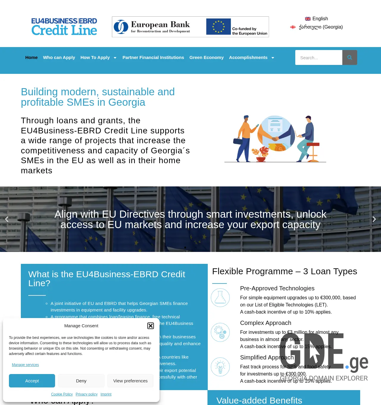 Screenshot of the site eu4business-ebrdcreditline.ge at 2025-11-29