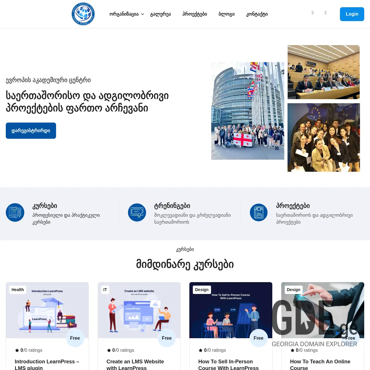 Screenshot of the site euinternational.ge at 2025-12-07