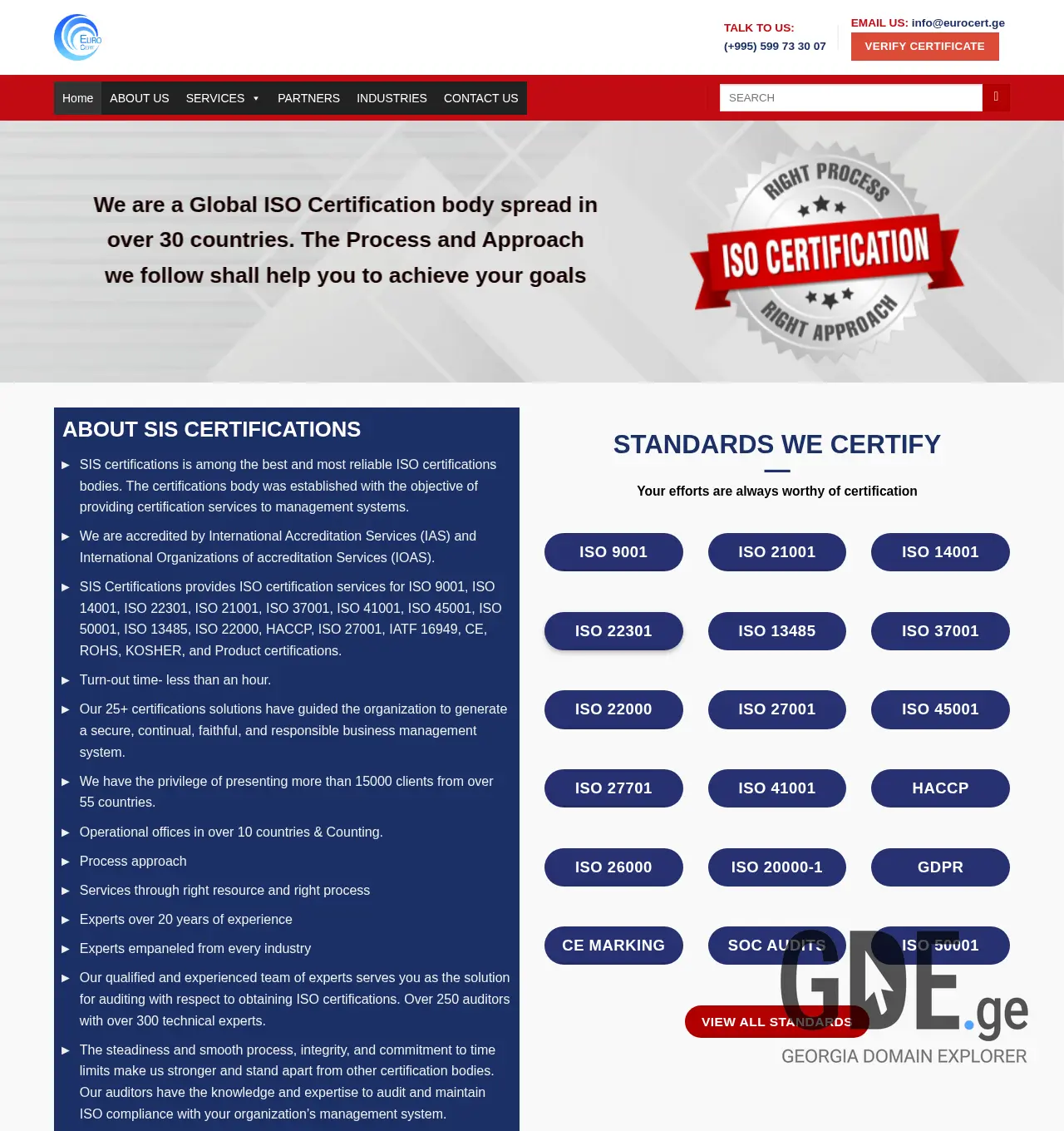 Screenshot of the site eurocert.ge at 2025-11-30