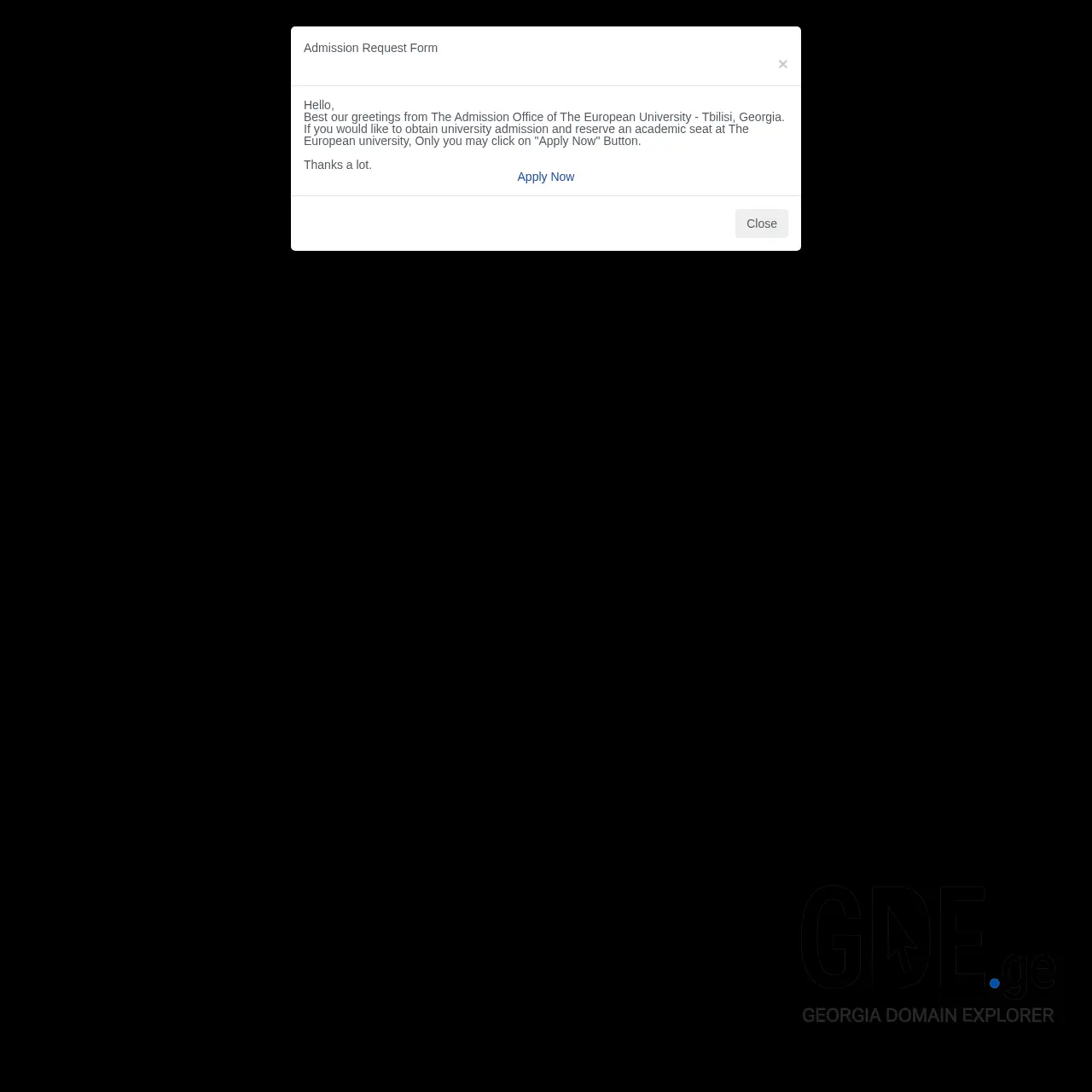 Screenshot of the site europeanuniversity.ge at 2025-12-07