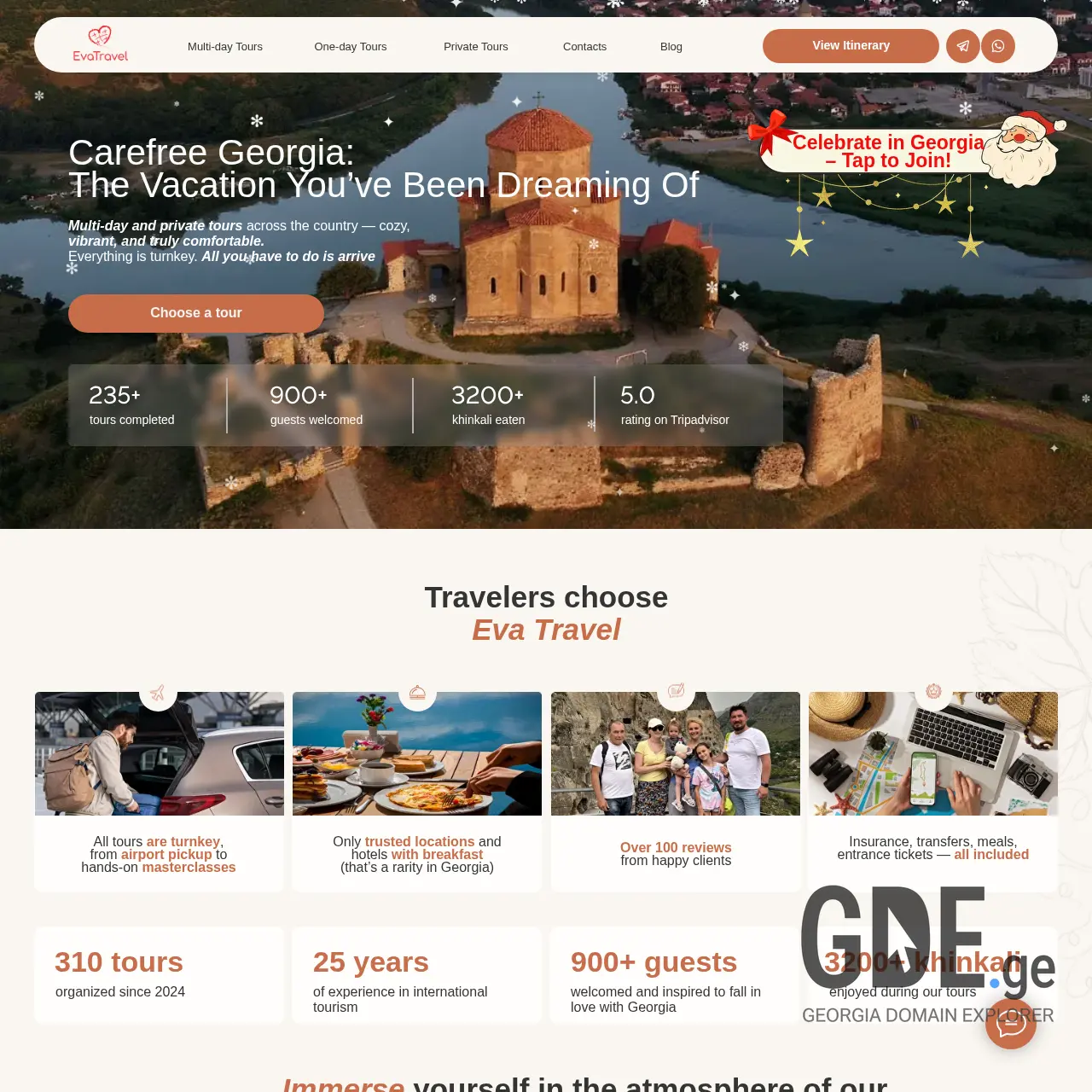 Screenshot of the site evatravel.ge at 2025-12-10