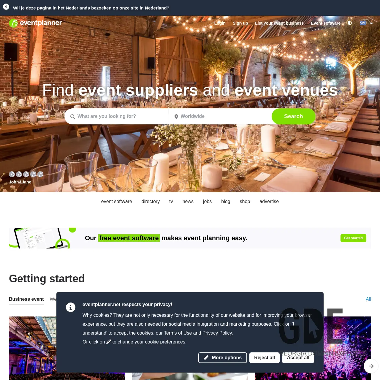 Screenshot of the site eventplanner.ge at 2025-12-10