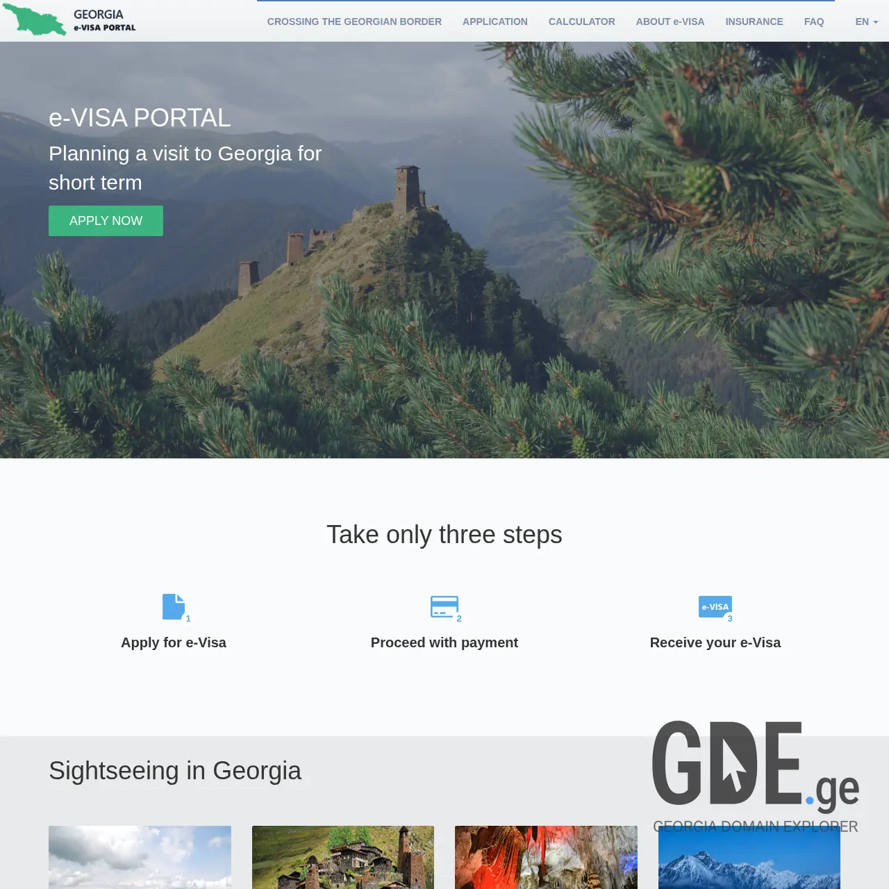 Screenshot of the site evisa.gov.ge at 2026-02-27