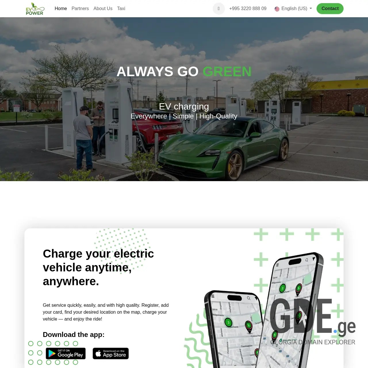 Screenshot of the site evpower.ge at 2025-12-10