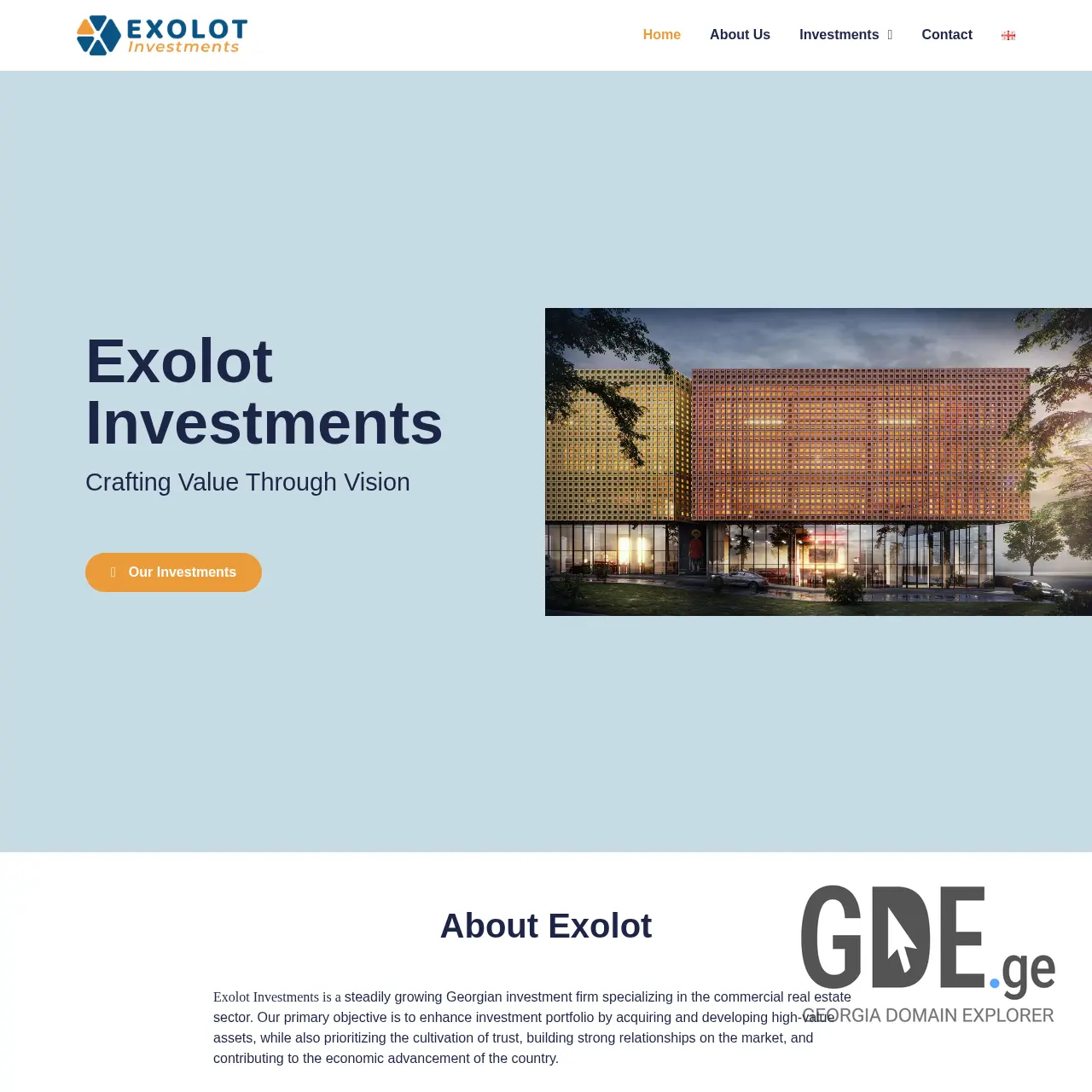 Screenshot of the site exolot.ge at 2025-12-10