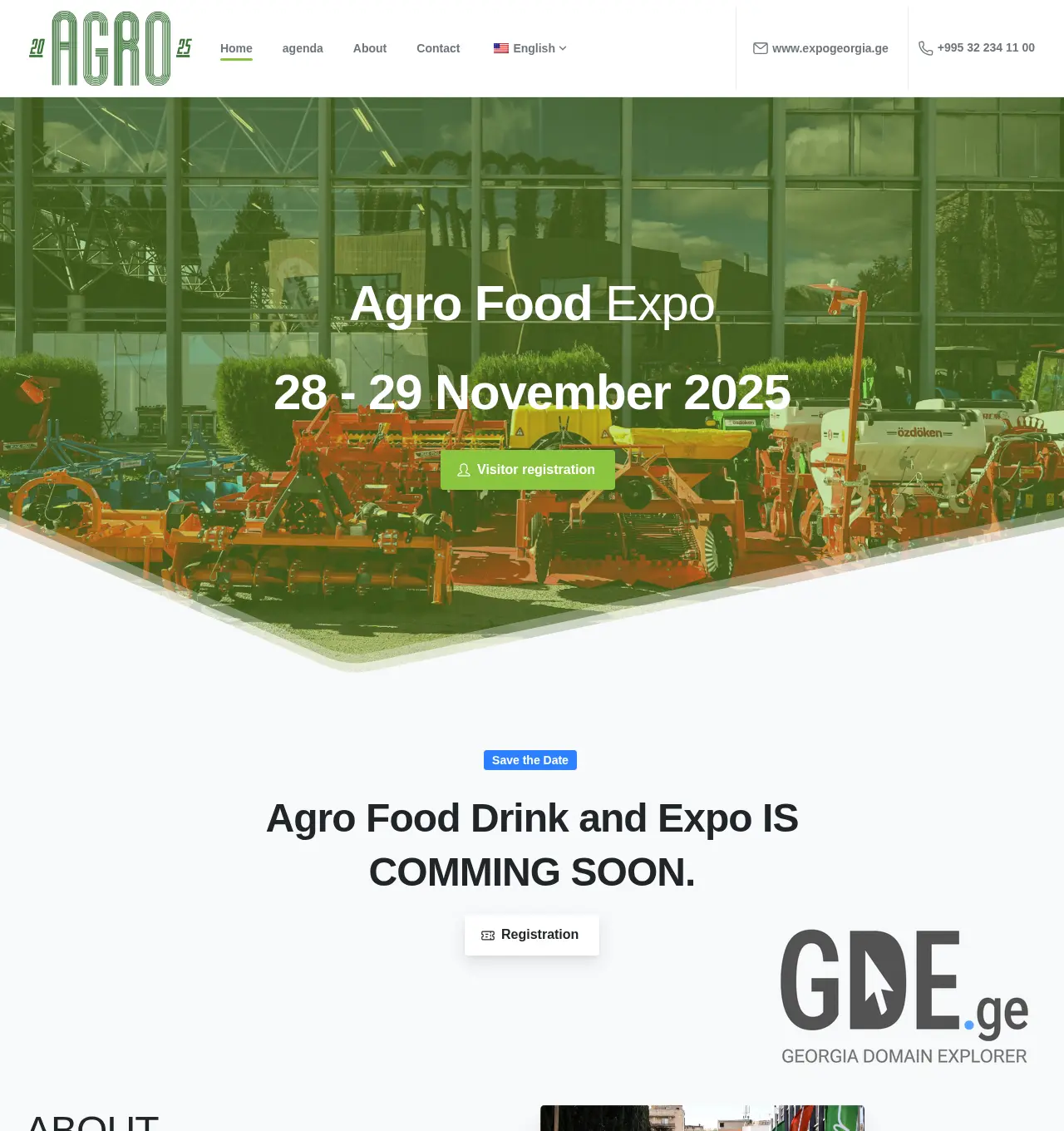Screenshot of the site expoagro.ge at 2025-11-30