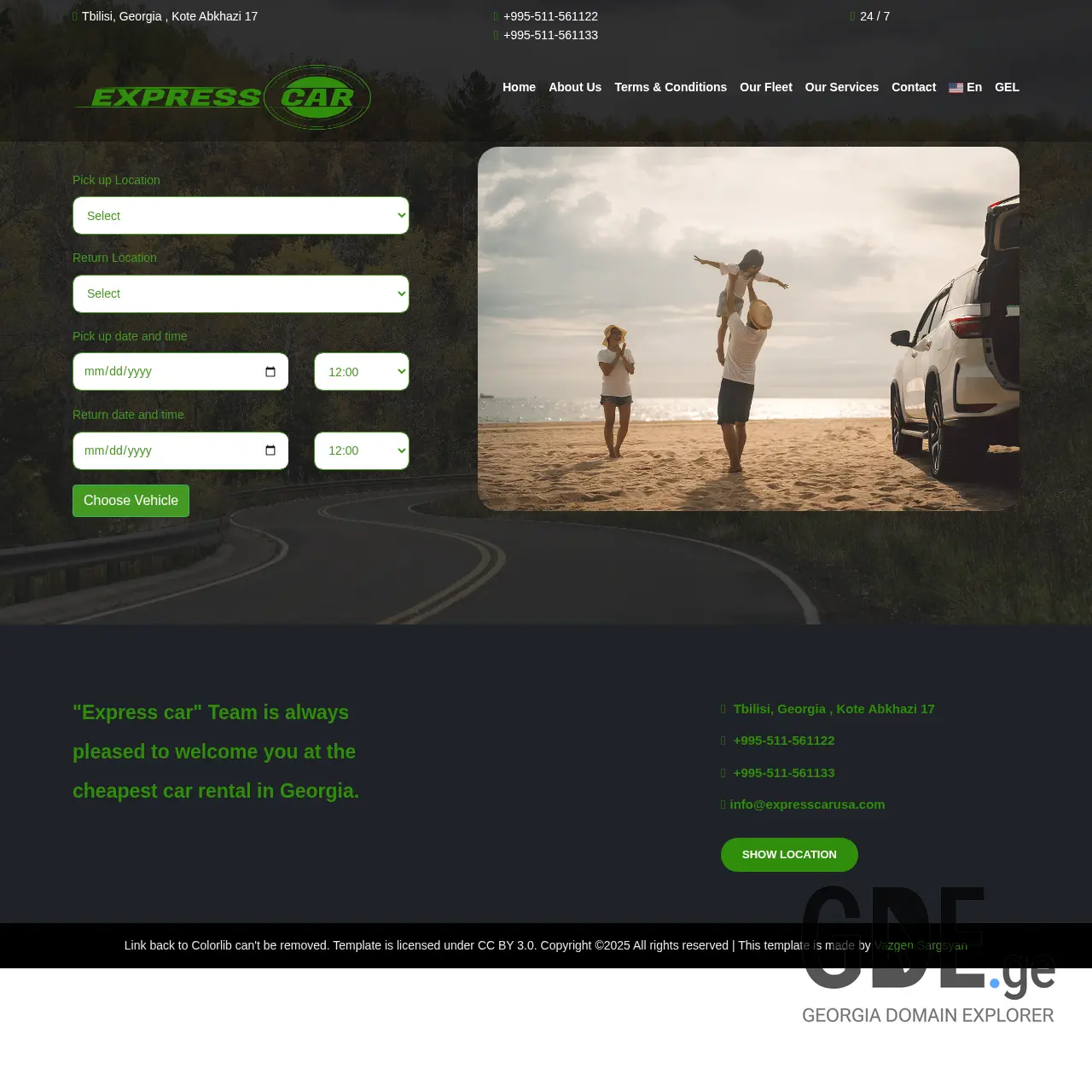 Screenshot of the site expresscar.ge at 2025-12-10