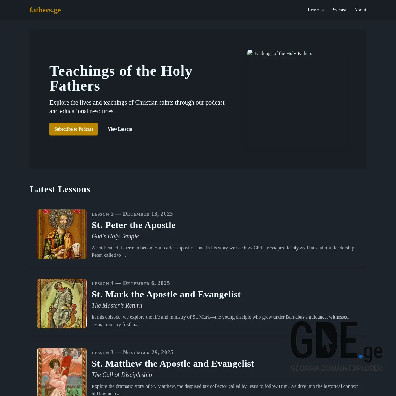 Screenshot of the site fathers.ge at 2025-12-15