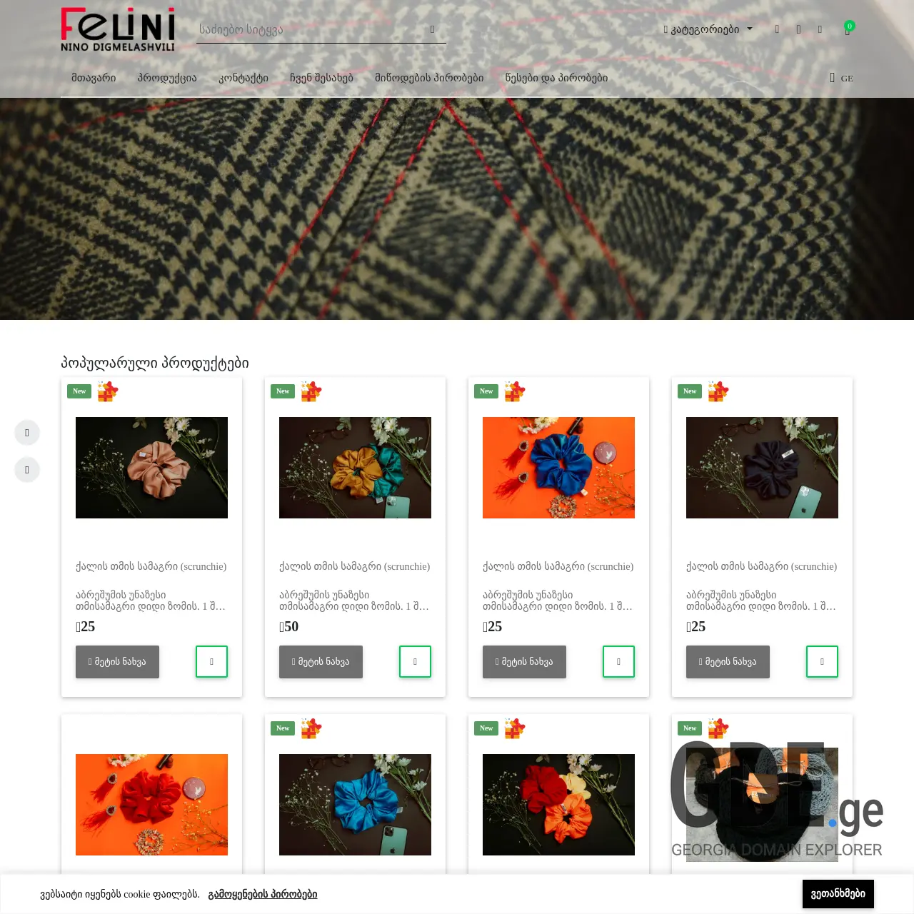 Screenshot of the site felini.ge at 2026-02-05