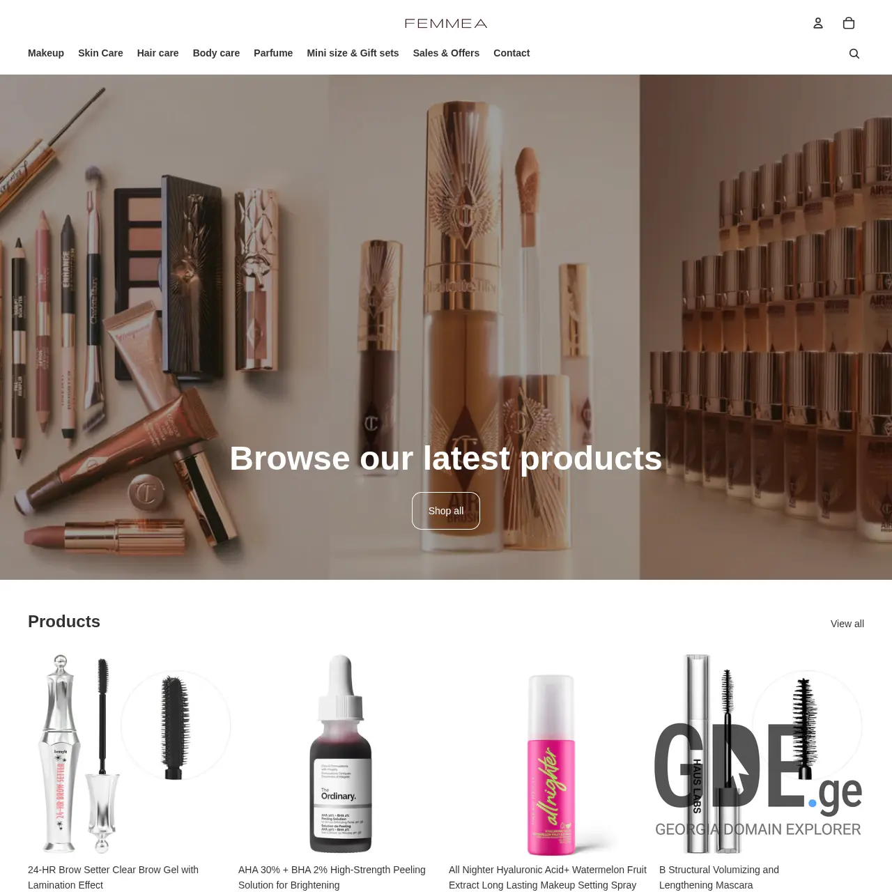 Screenshot of the site femmea.ge at 2026-02-20