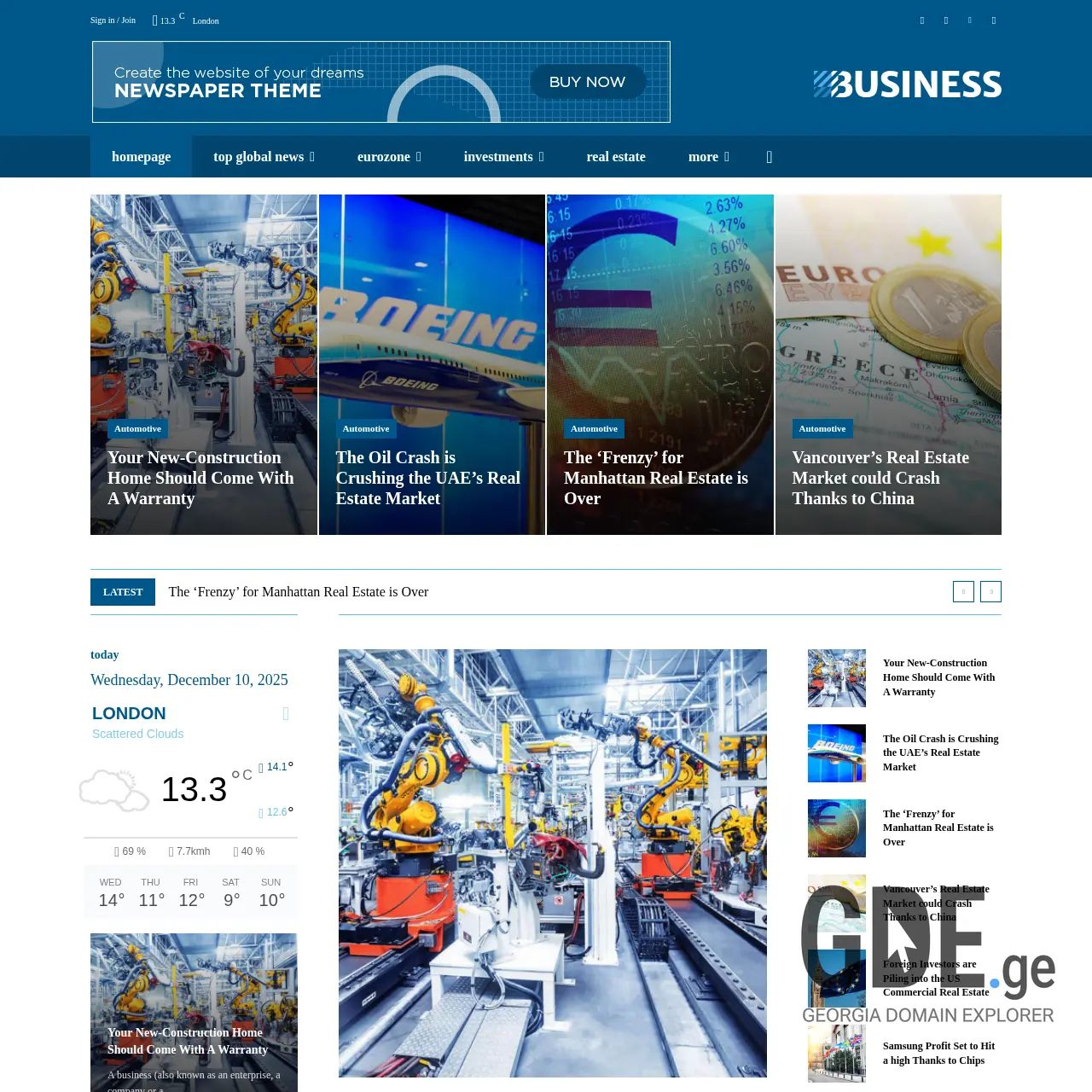 Screenshot of the site financialtimes.ge at 2025-12-10