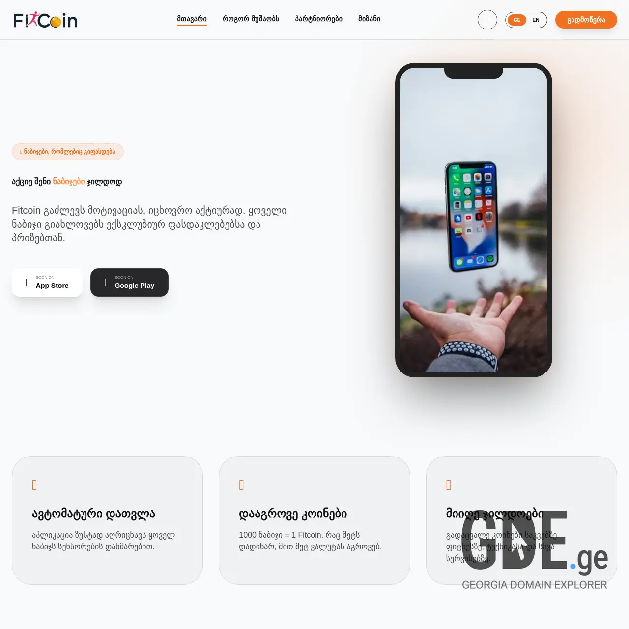 Screenshot of the site fitcoinapp.ge at 2026-02-25