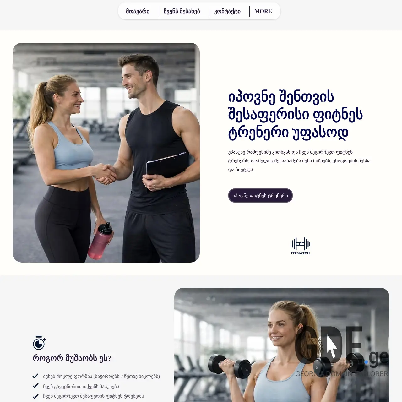 Screenshot of the site fitmatch.ge at 2026-02-01
