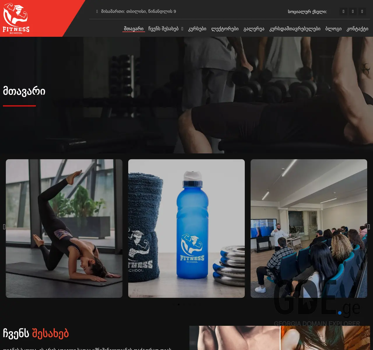 Screenshot of the site fitnessschool.ge at 2025-11-26