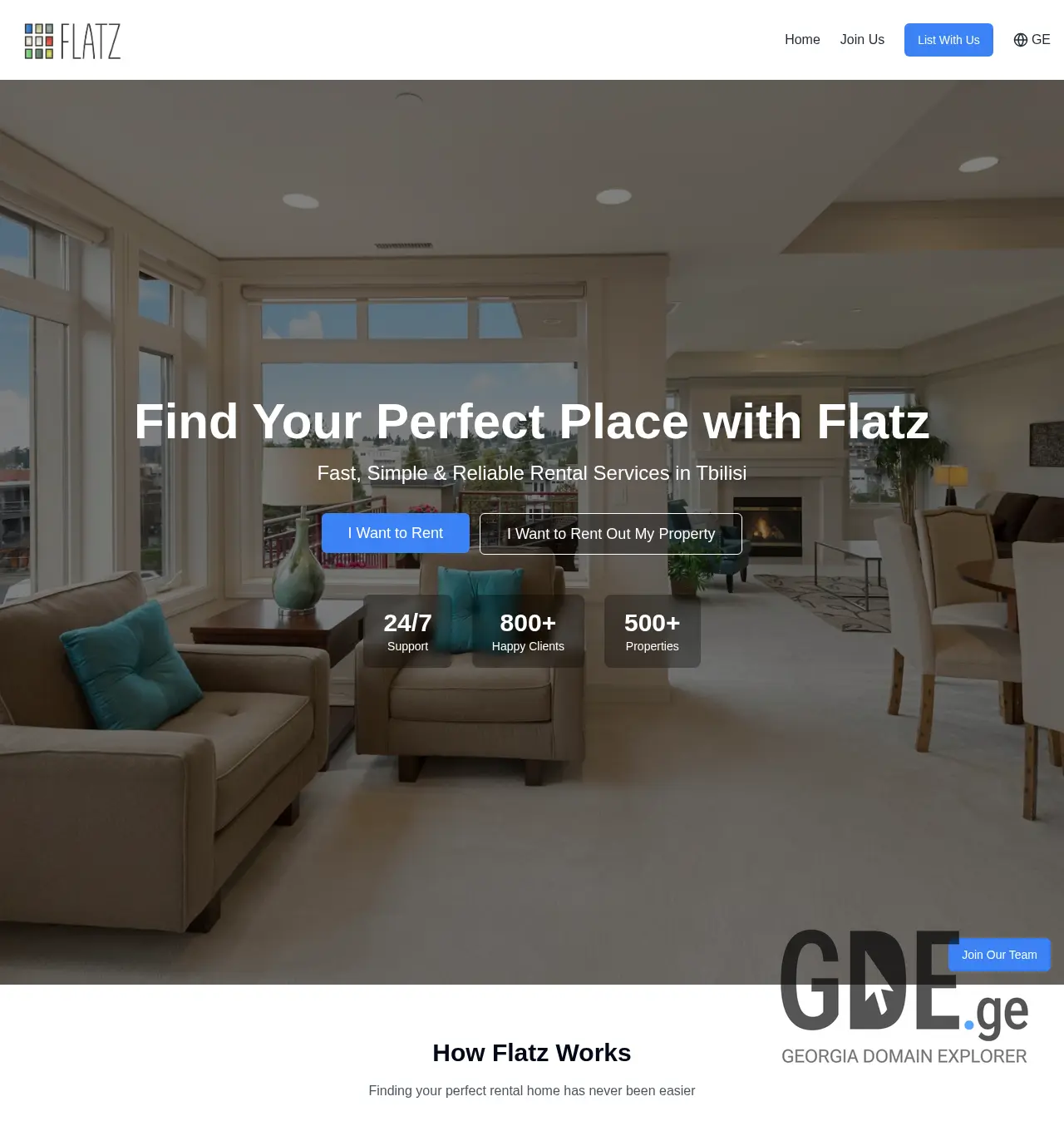 Screenshot of the site flatz.ge at 2025-11-30