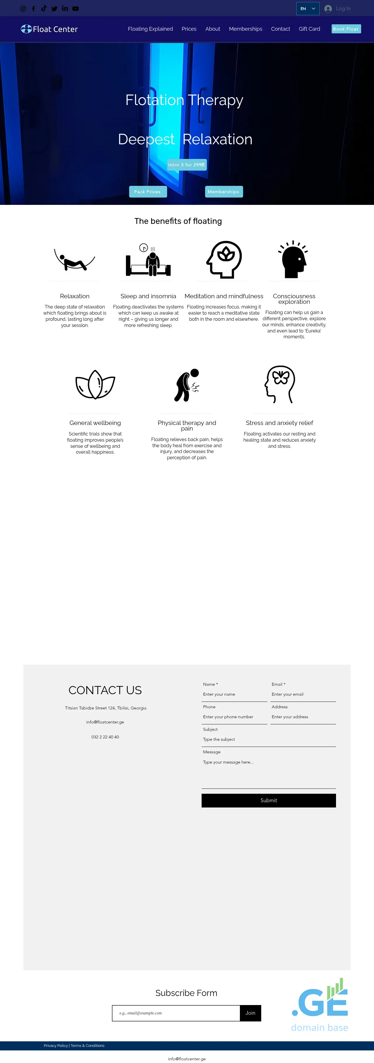 Screenshot of the site floatcenter.ge at 2025-10-06