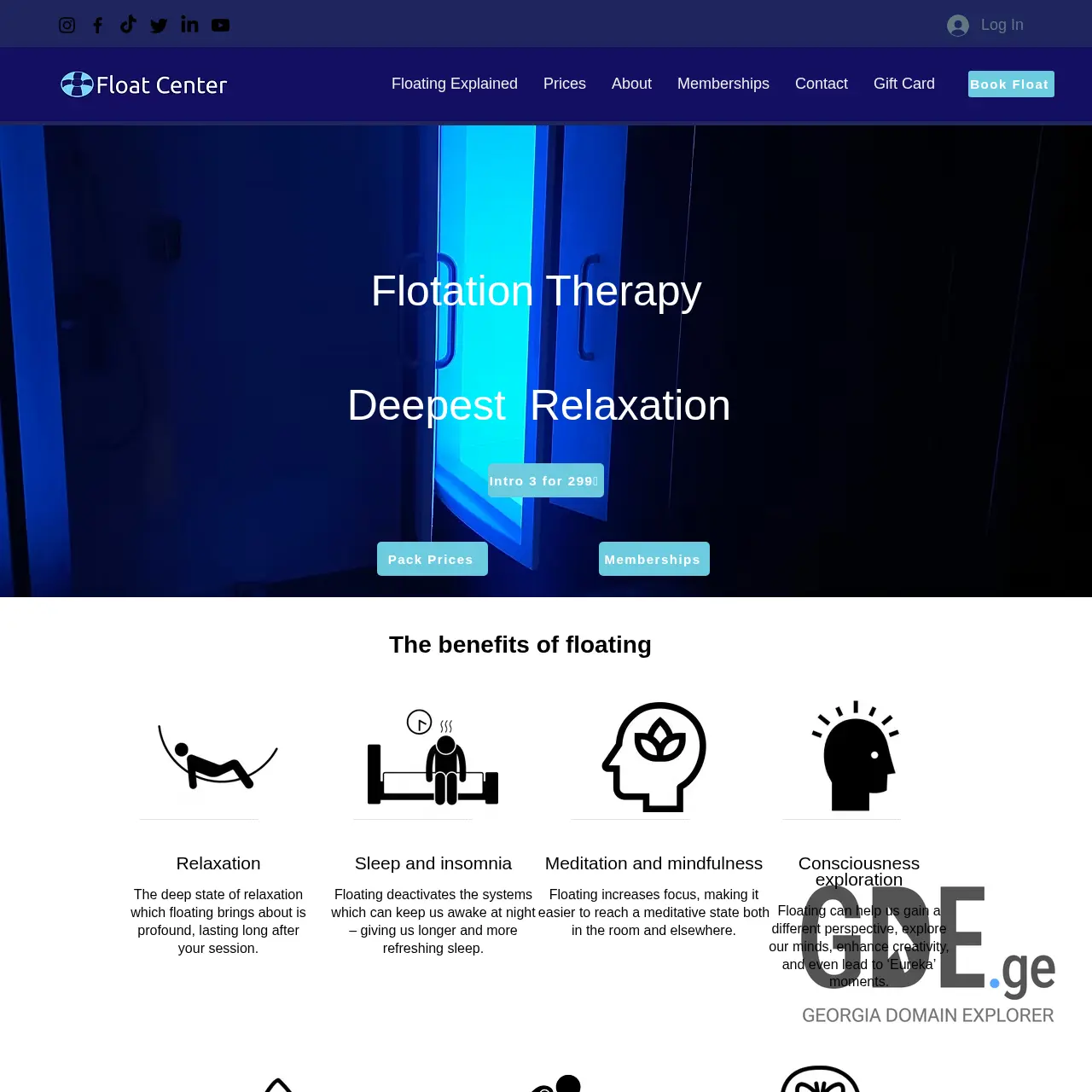 Screenshot of the site floatcenter.ge at 2025-12-10