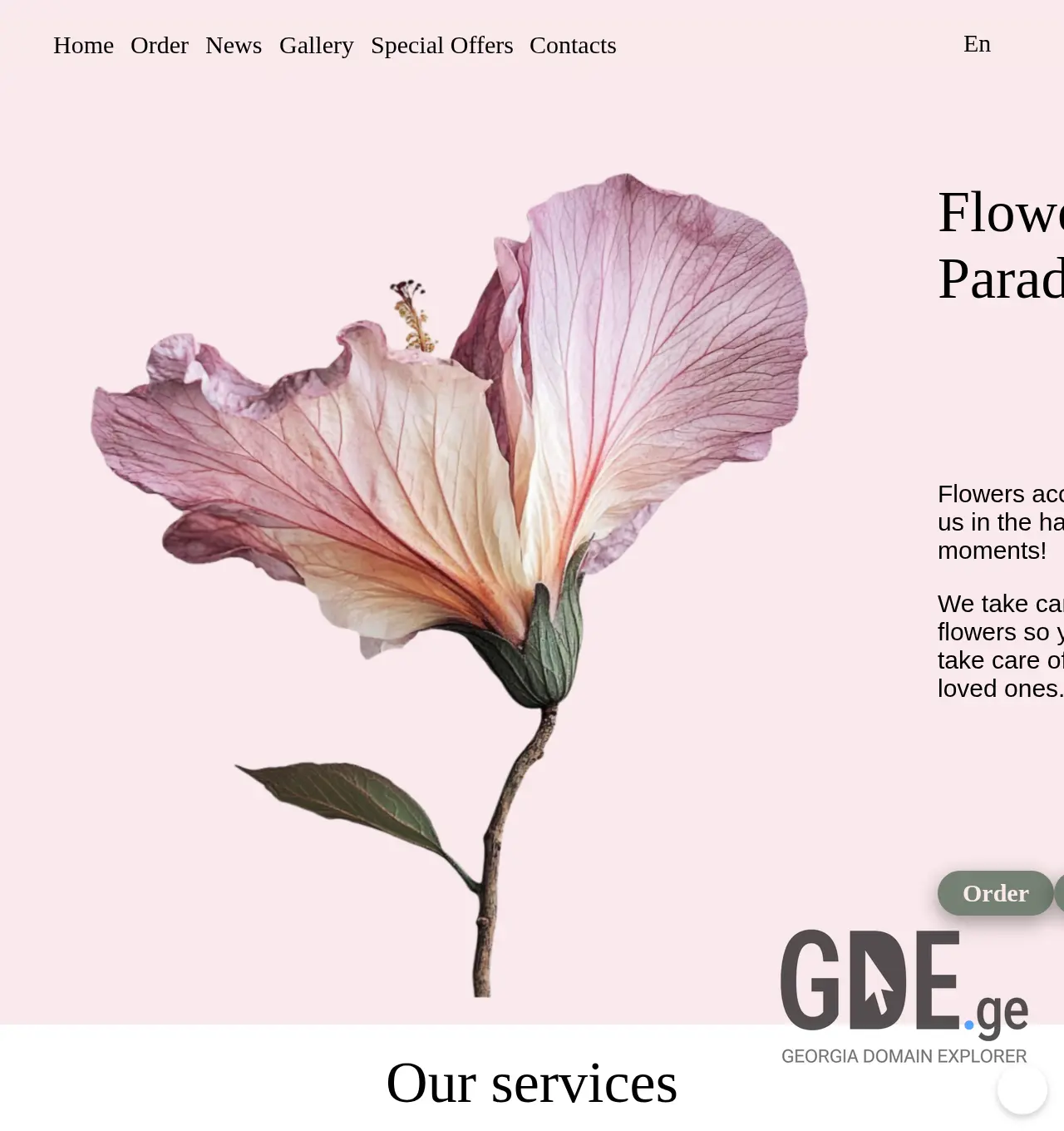 Screenshot of the site flowersparadise.ge at 2025-12-06