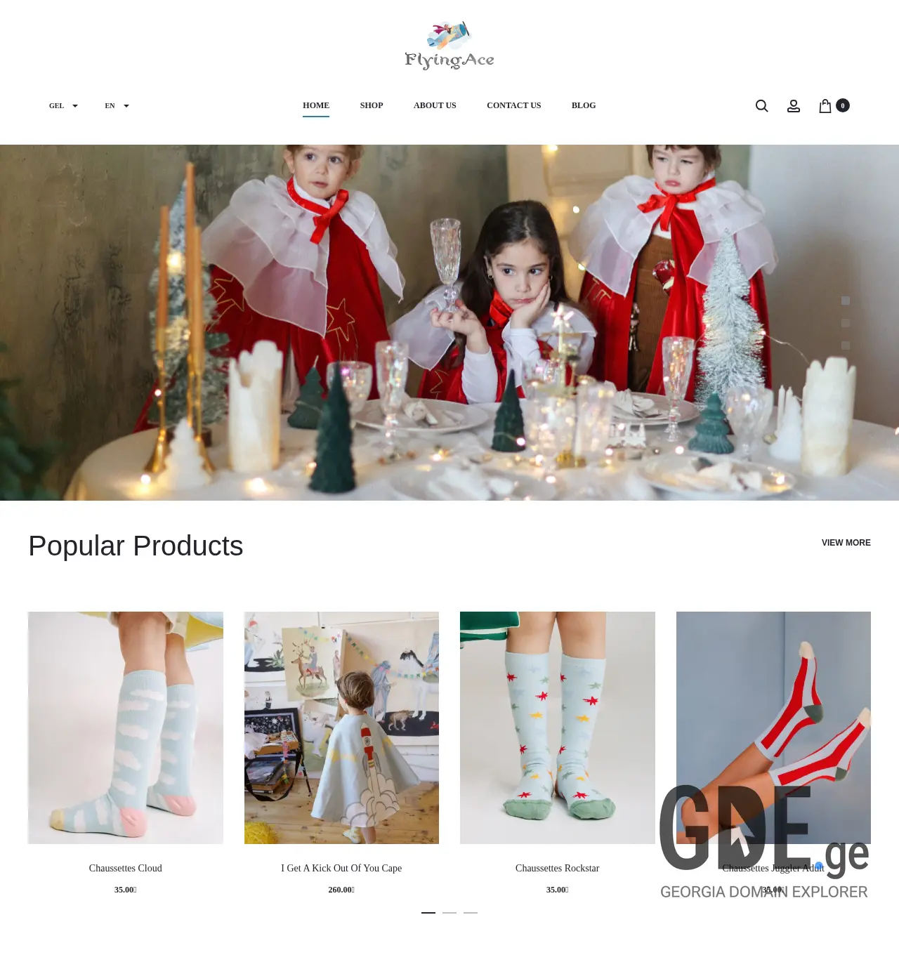 Screenshot of the site flyingaceshop.ge at 2025-12-06