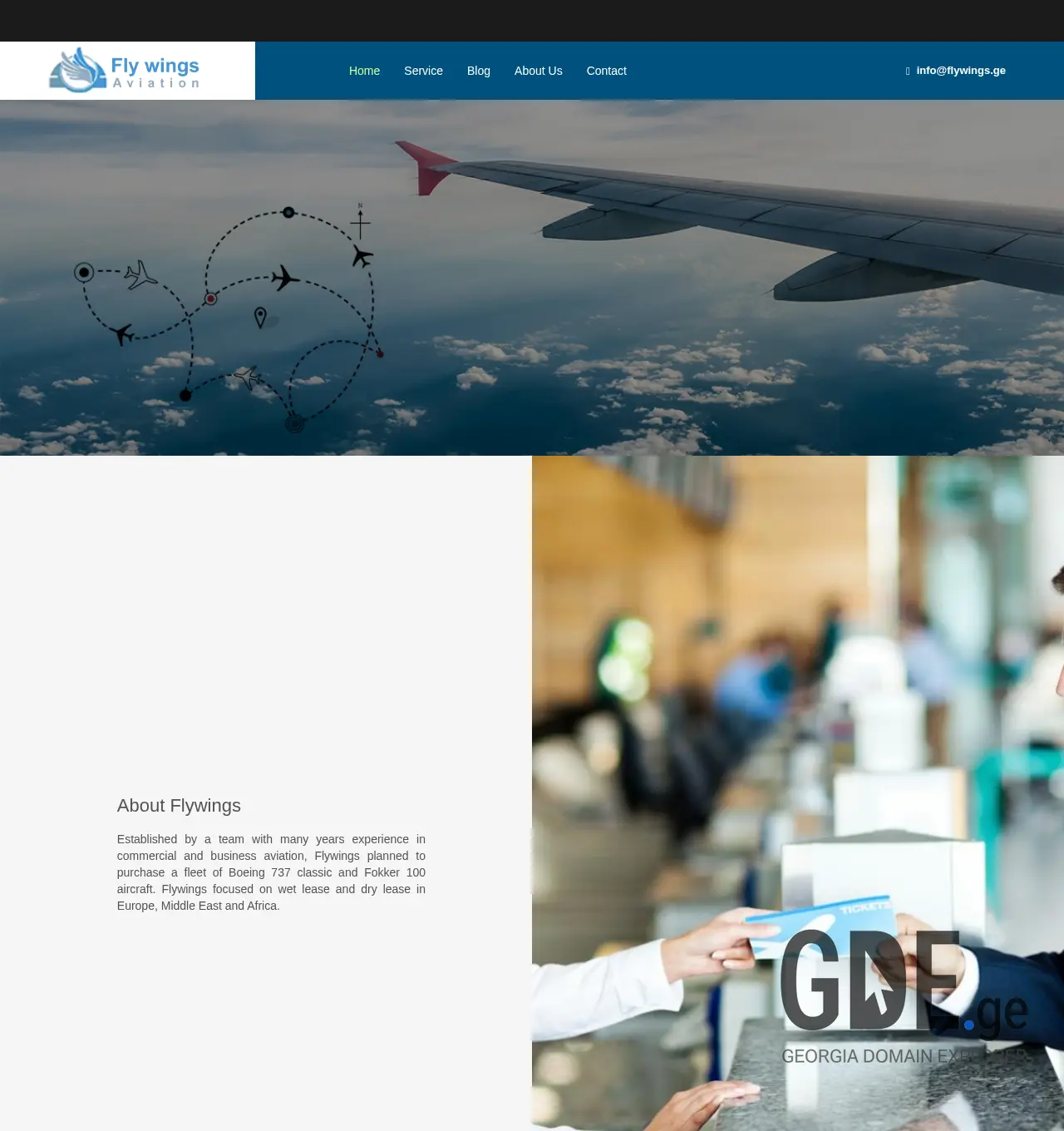 Screenshot of the site flywings.ge at 2025-11-30