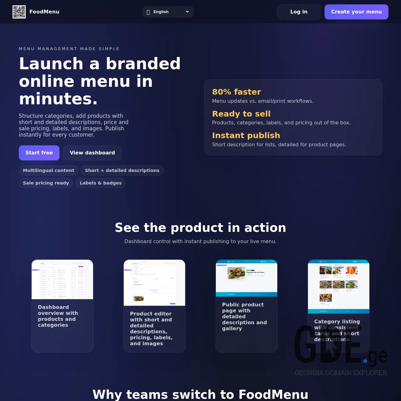 Screenshot of the site foodmenu.ge at 2026-01-18