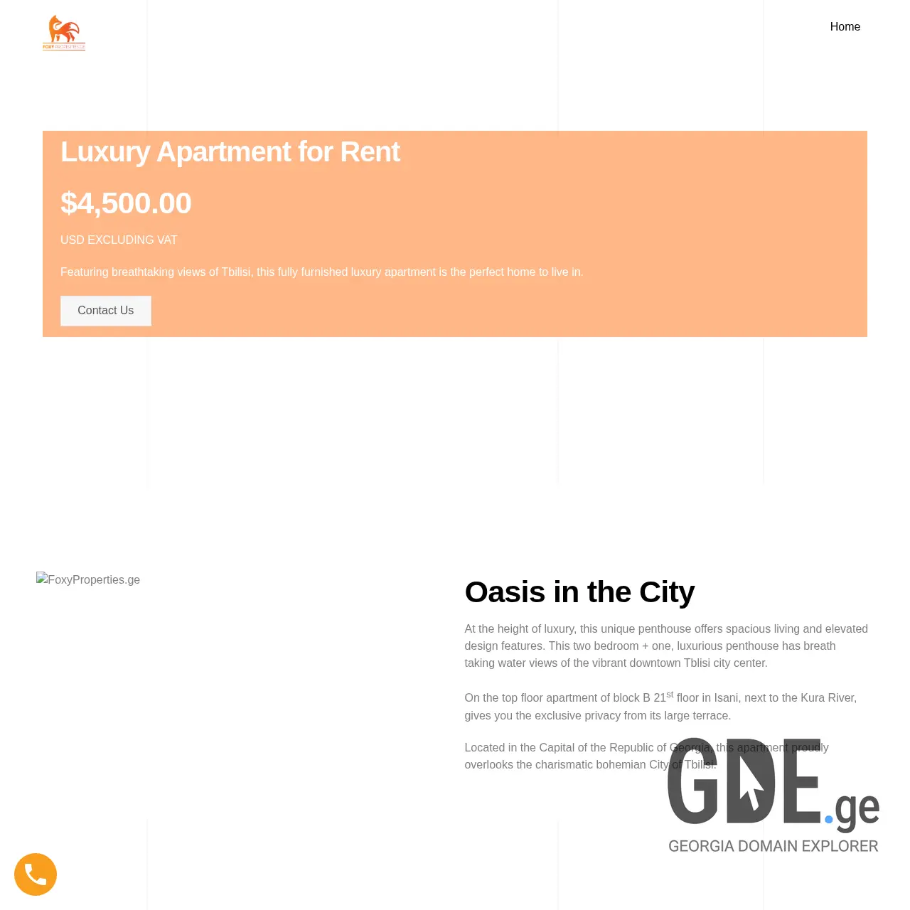Screenshot of the site foxyproperties.ge at 2025-12-10