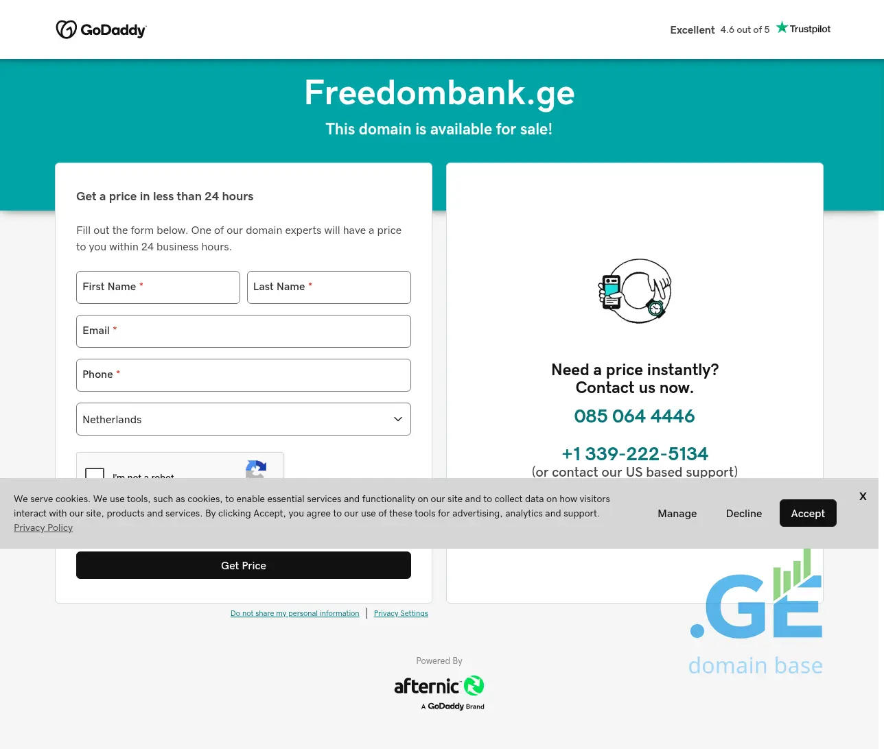 Screenshot of the site freedombank.ge