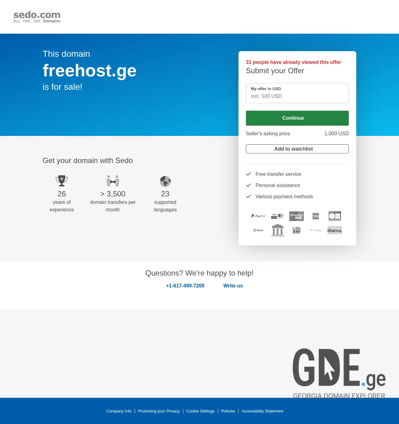 Screenshot of the site freehost.ge at 2025-11-30