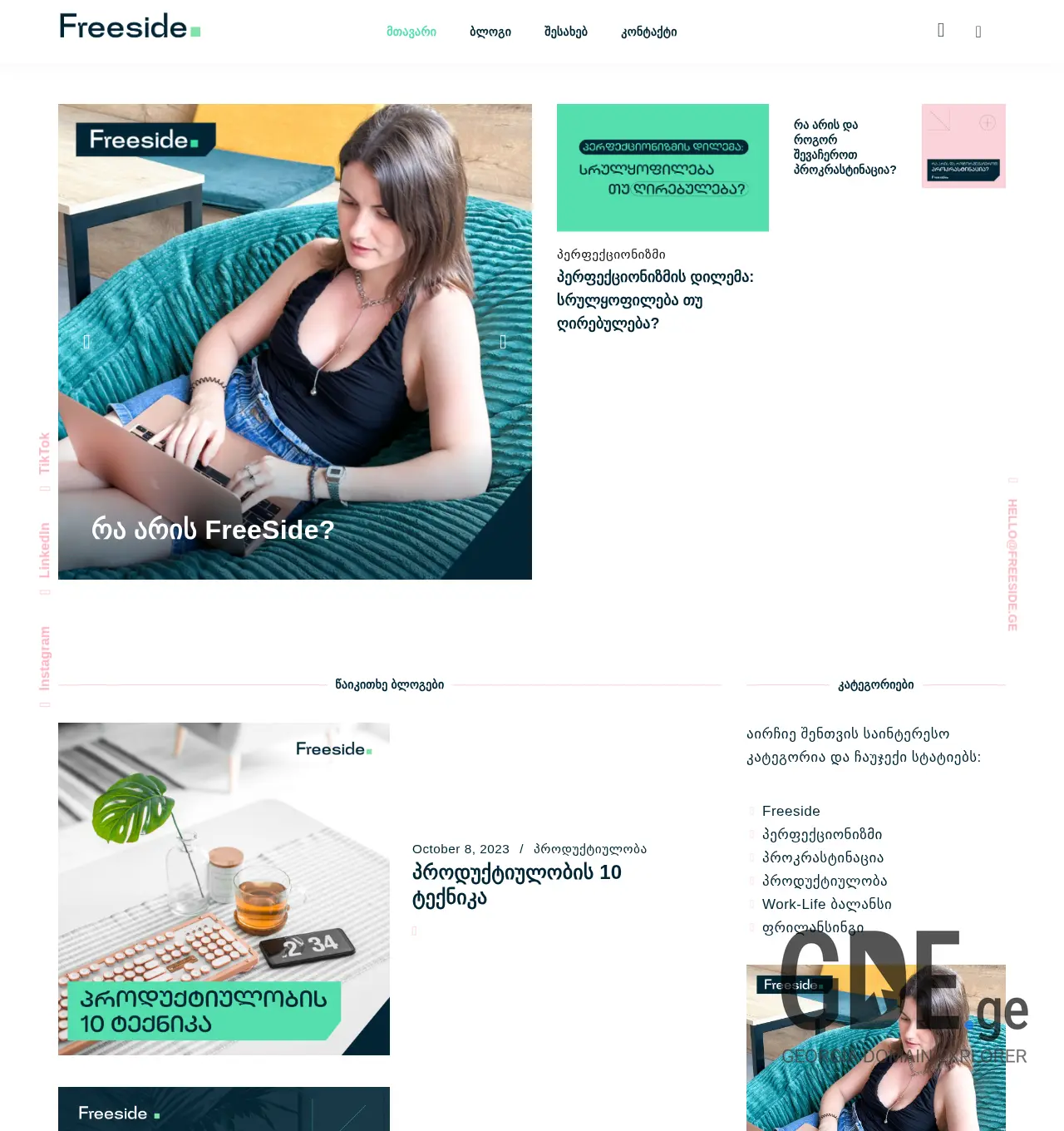 Screenshot of the site freeside.ge at 2025-11-30