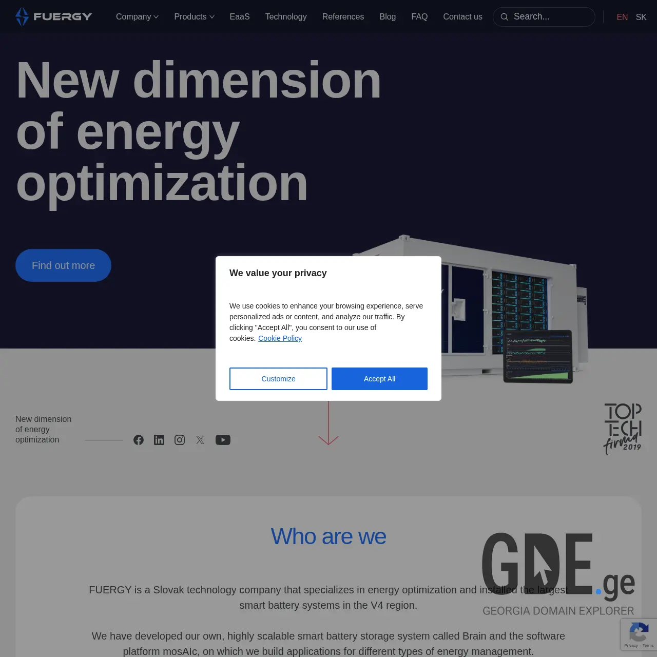 Screenshot of the site fuergy.ge at 2025-12-09