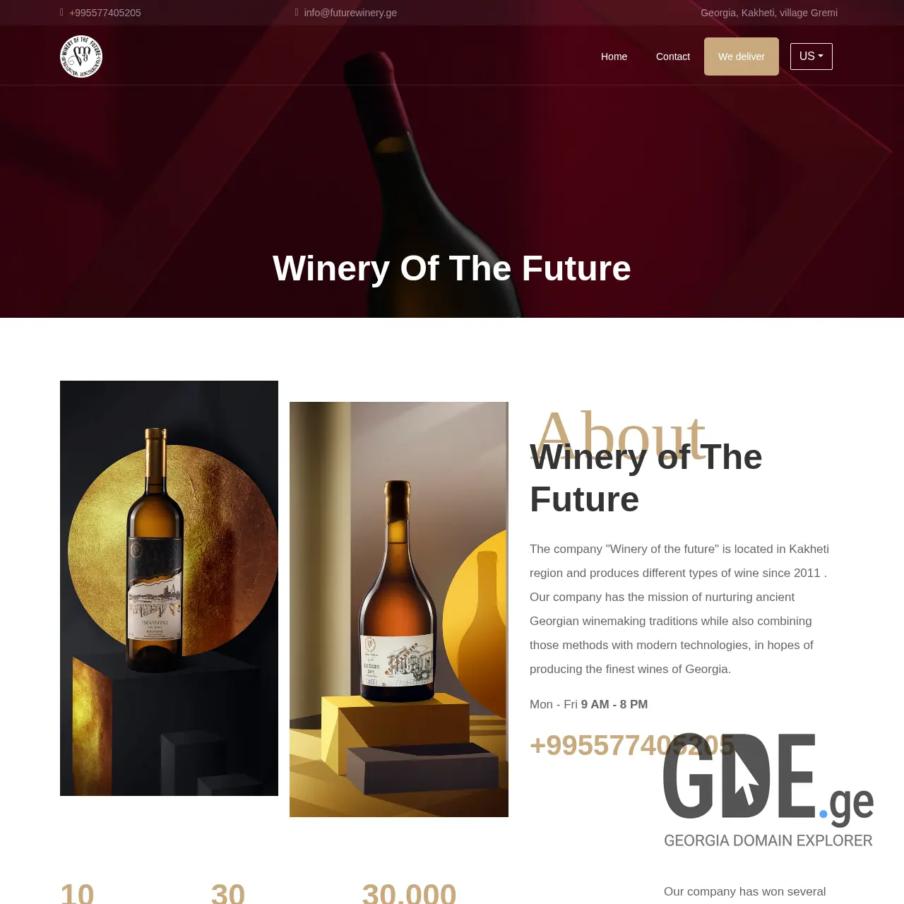 Screenshot of the site futurewinery.ge at 2025-12-10