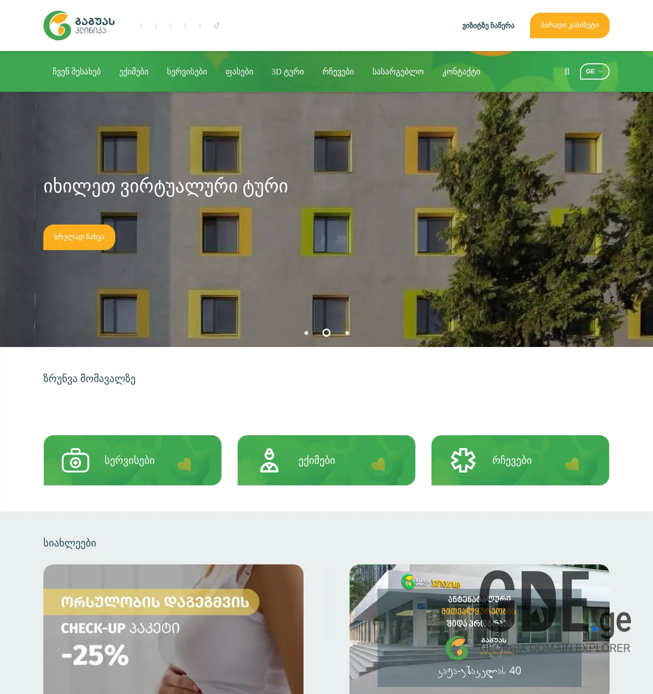 Screenshot of the site gaguaclinic.ge at 2025-12-02