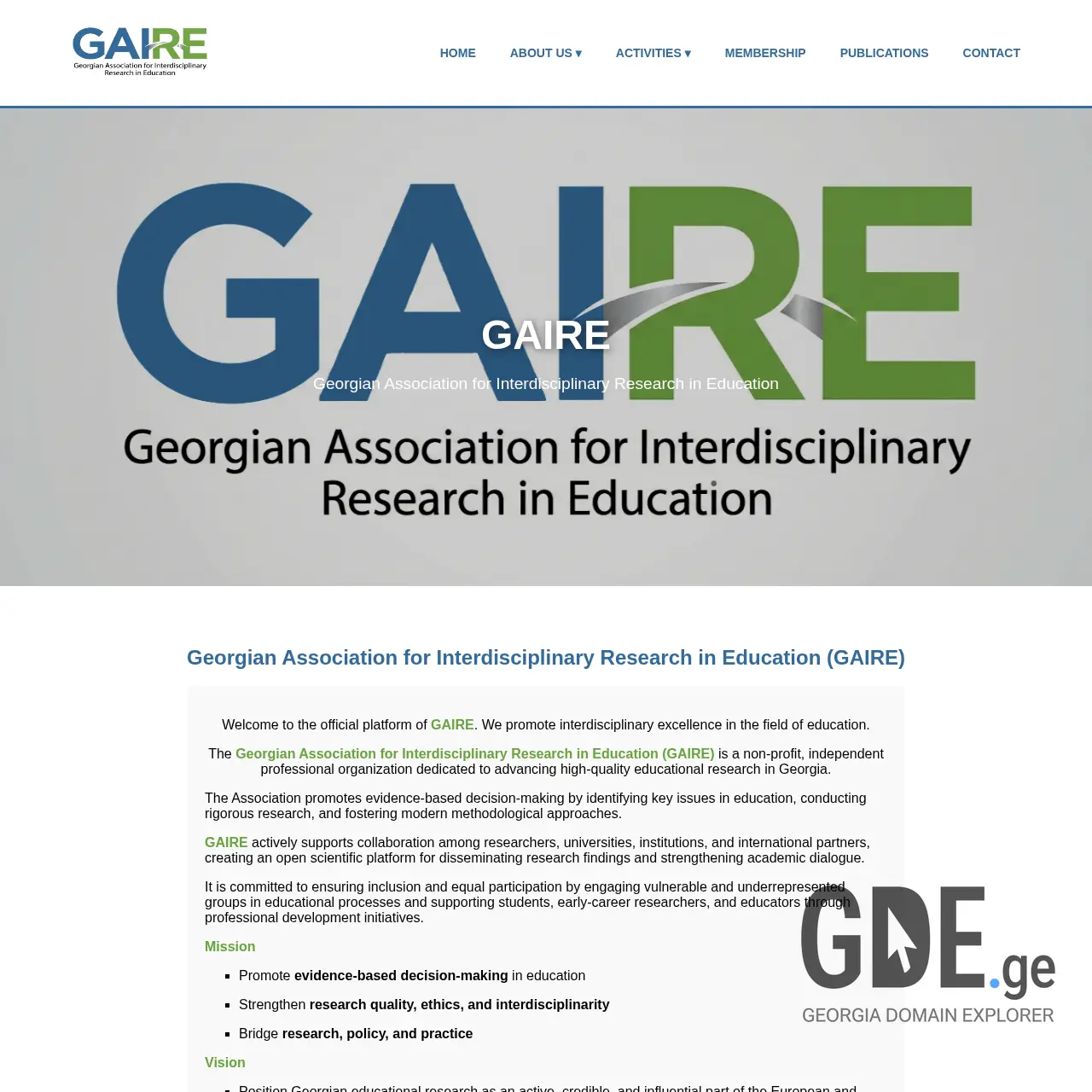 Screenshot of the site gaire.ge at 2026-01-22
