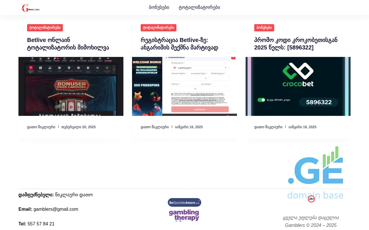 Screenshot of the site gamblers.ge