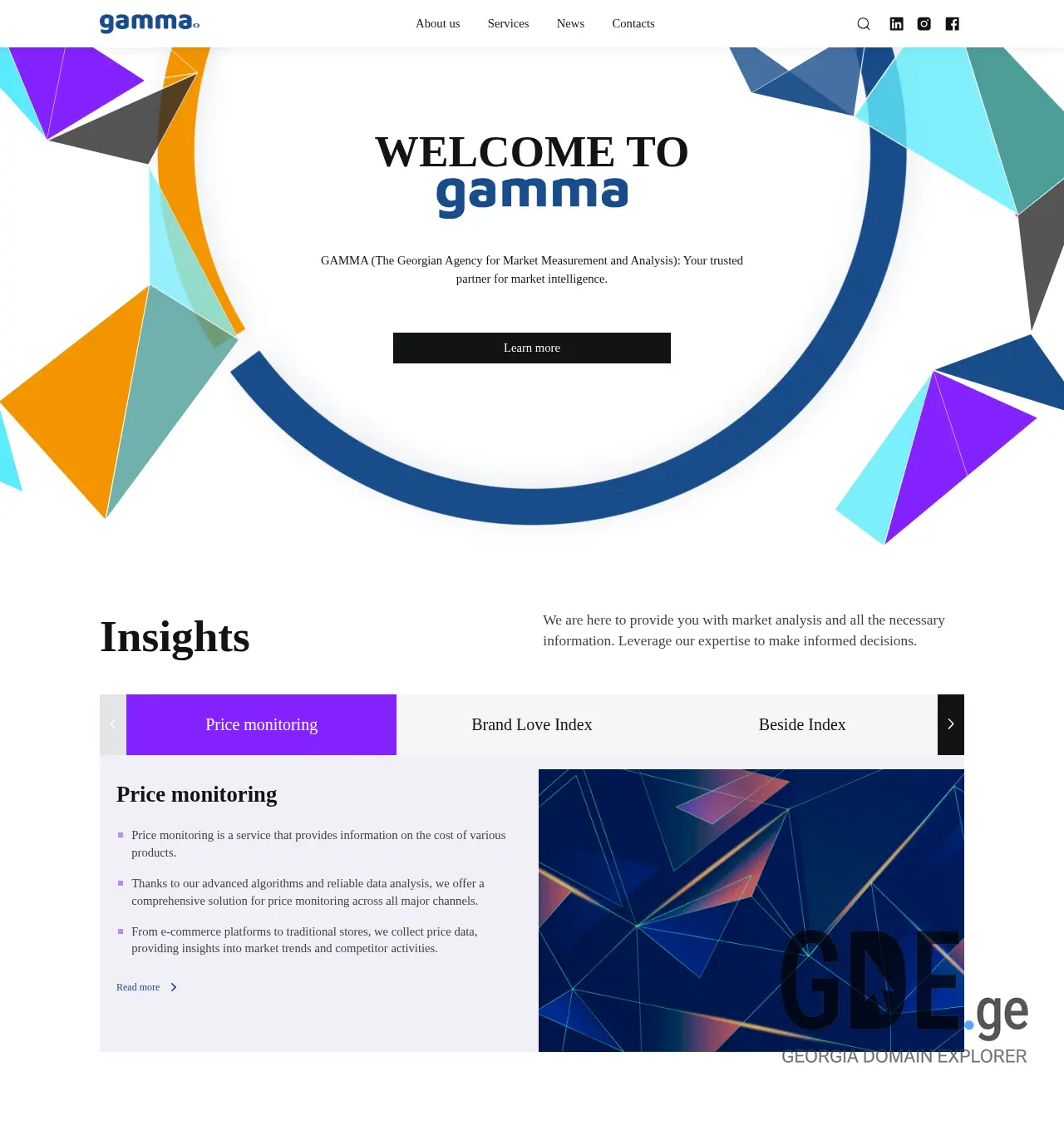 Screenshot of the site gammaresearch.ge at 2025-11-29