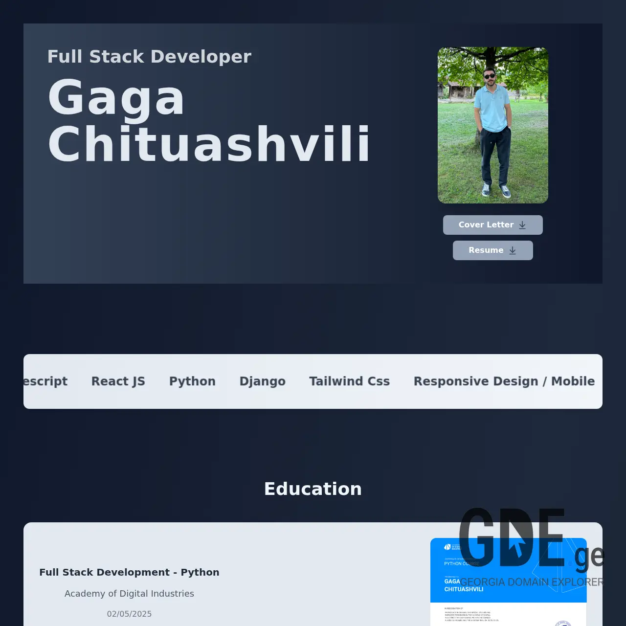 Screenshot of the site gchportfolio.ge at 2025-12-15