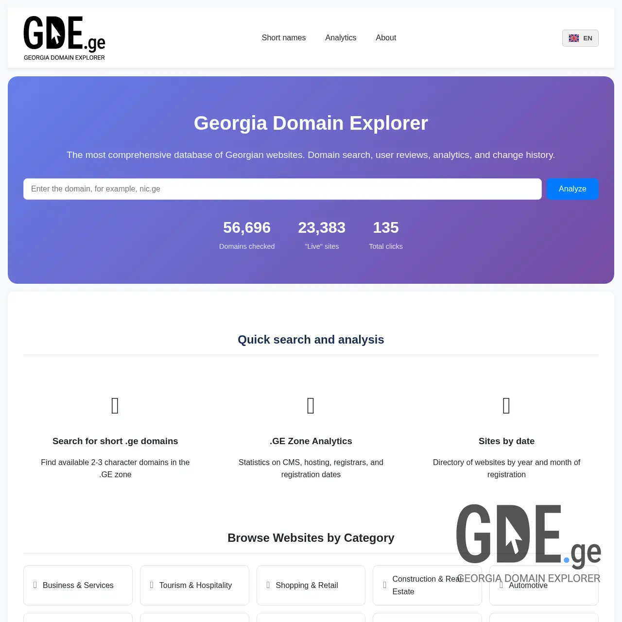 Screenshot of the site gde.ge at 2025-12-14