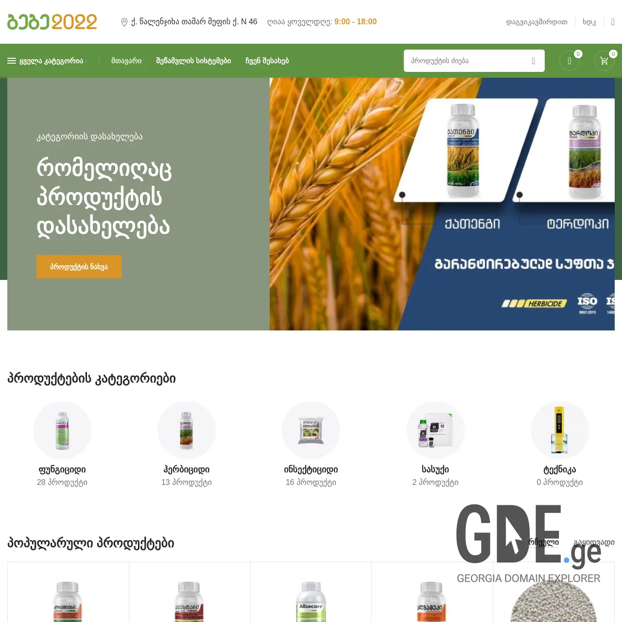 Screenshot of the site gege2022.ge at 2025-12-14