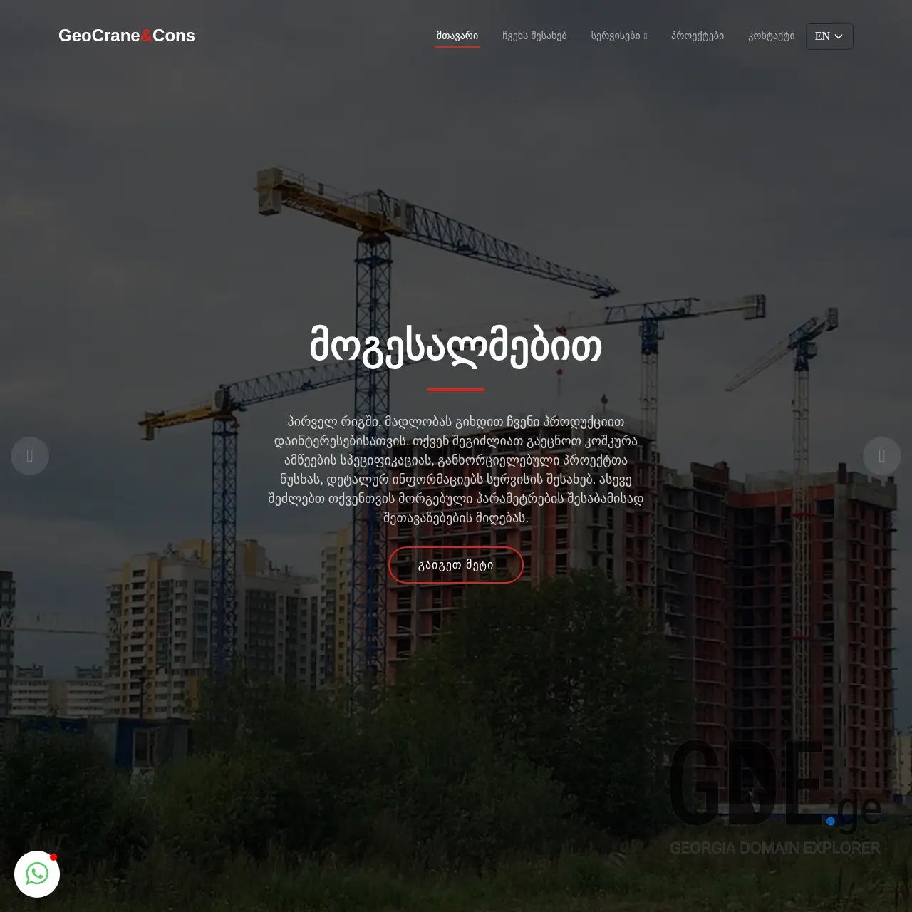 Screenshot of the site geocranecons.ge at 2025-12-10