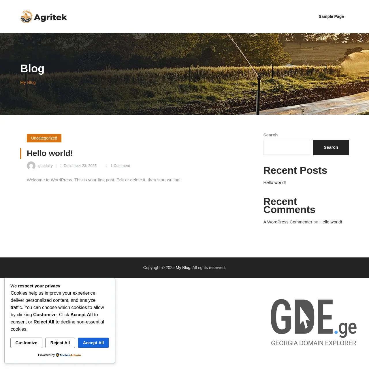 Screenshot of the site geodairy.ge at 2025-12-24