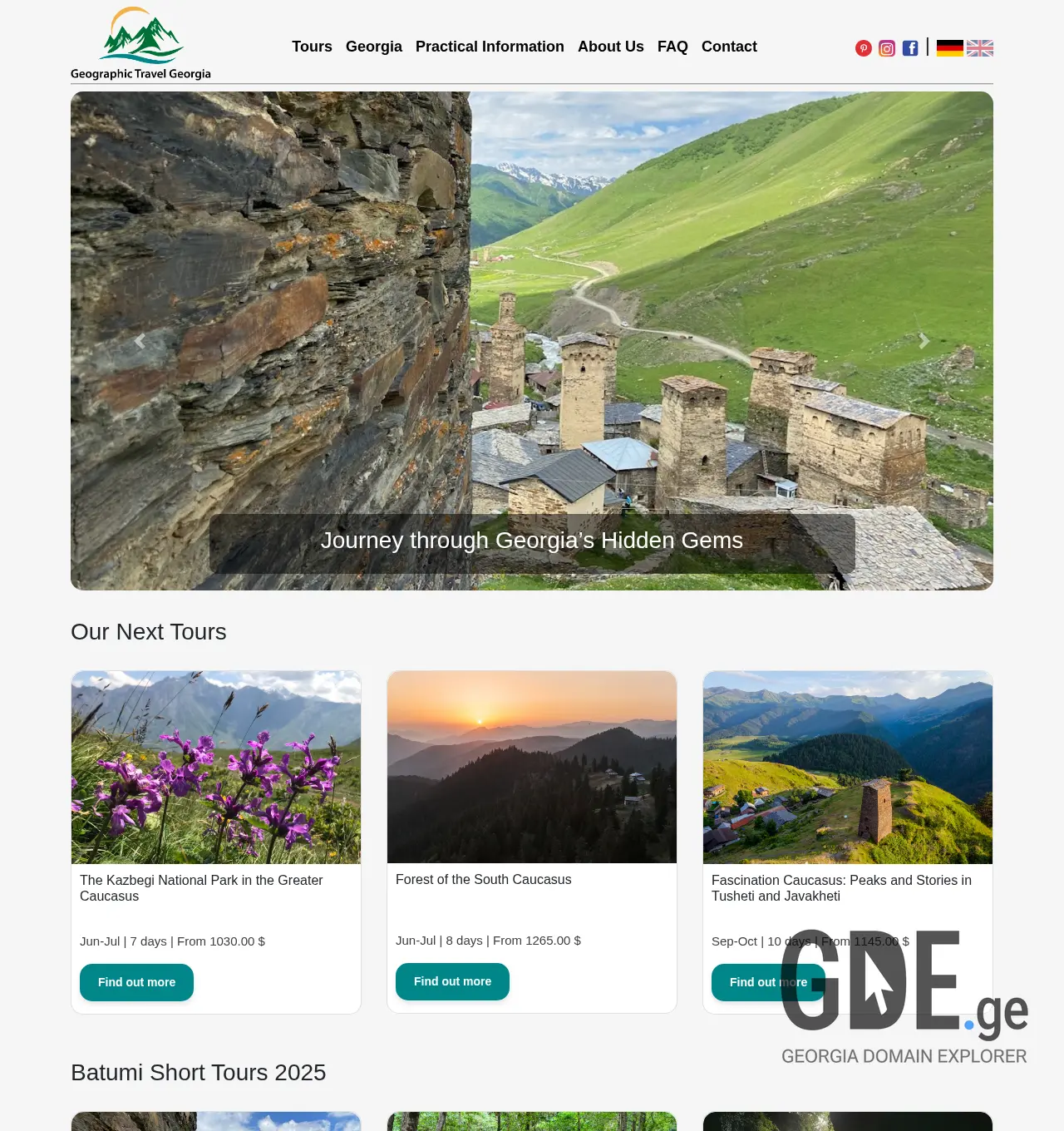 Screenshot of the site geographictravel.ge at 2025-11-30