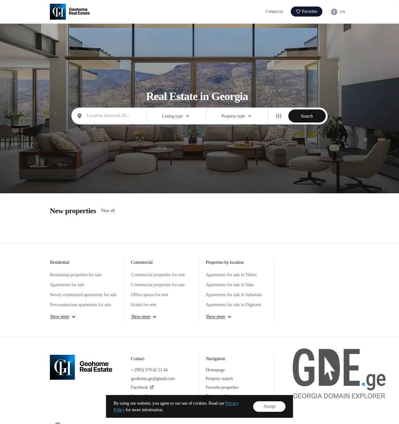 Screenshot of the site geohome.ge at 2025-11-29