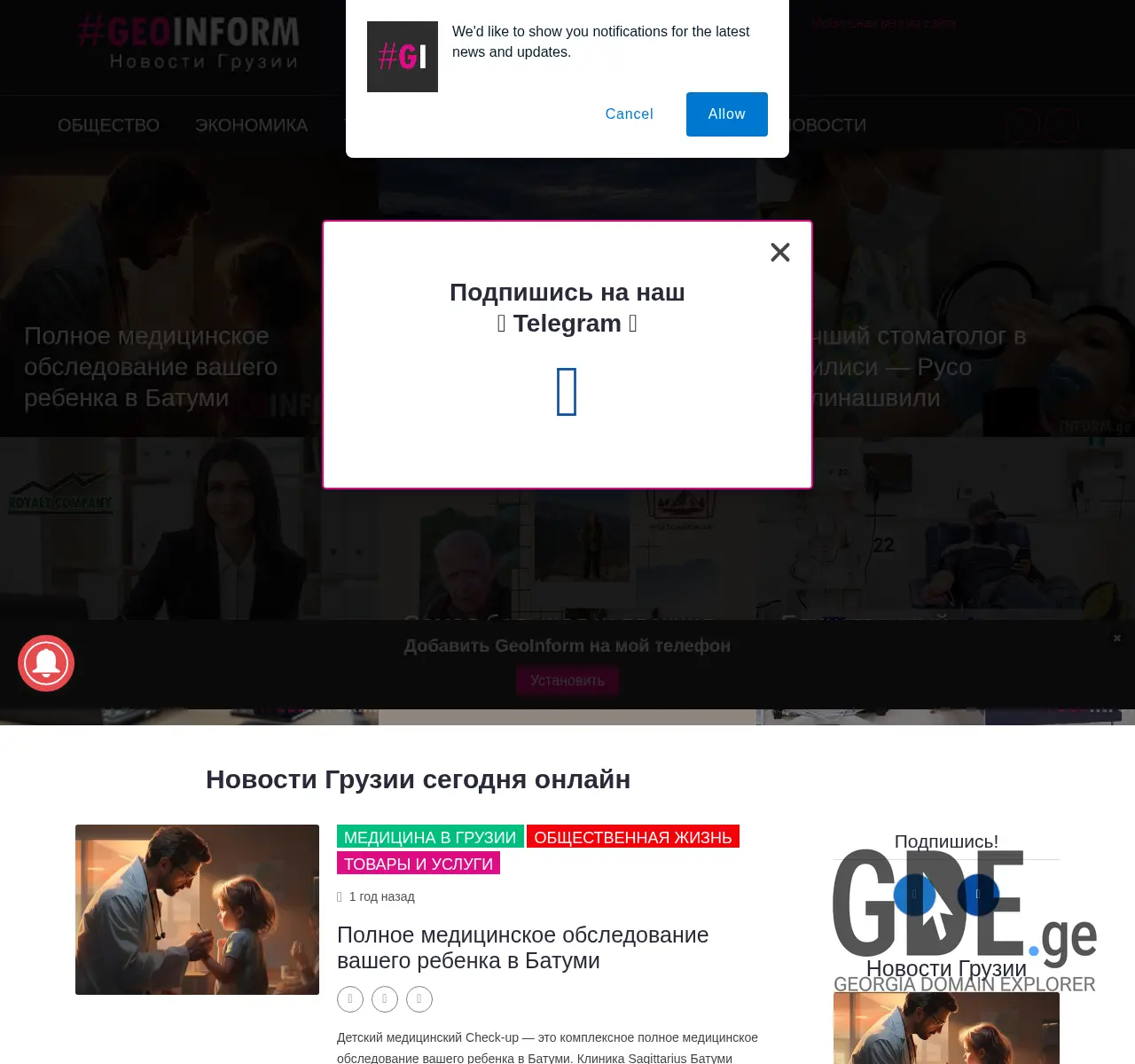 Screenshot of the site geoinform.ge at 2025-11-25