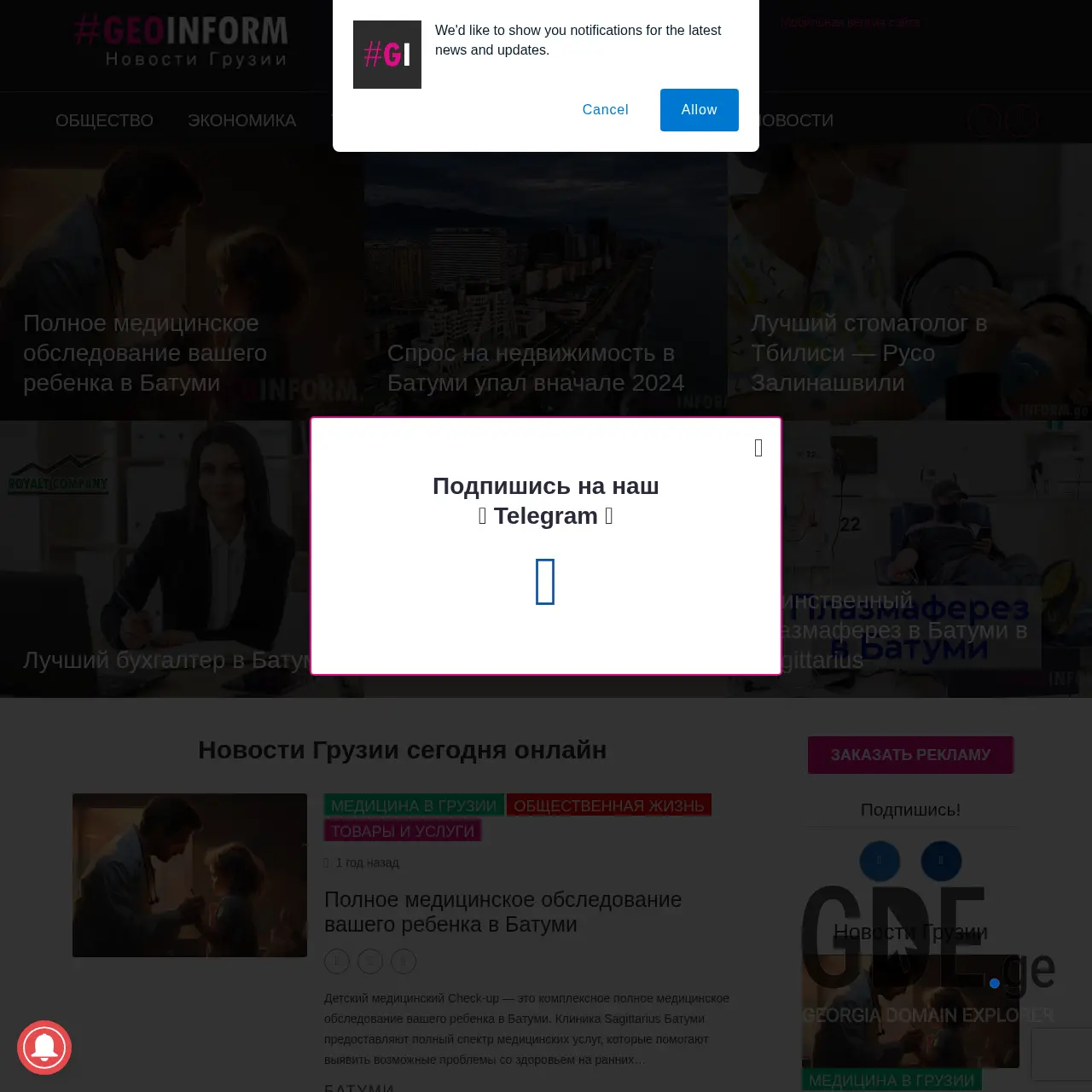 Screenshot of the site geoinform.ge at 2025-12-15