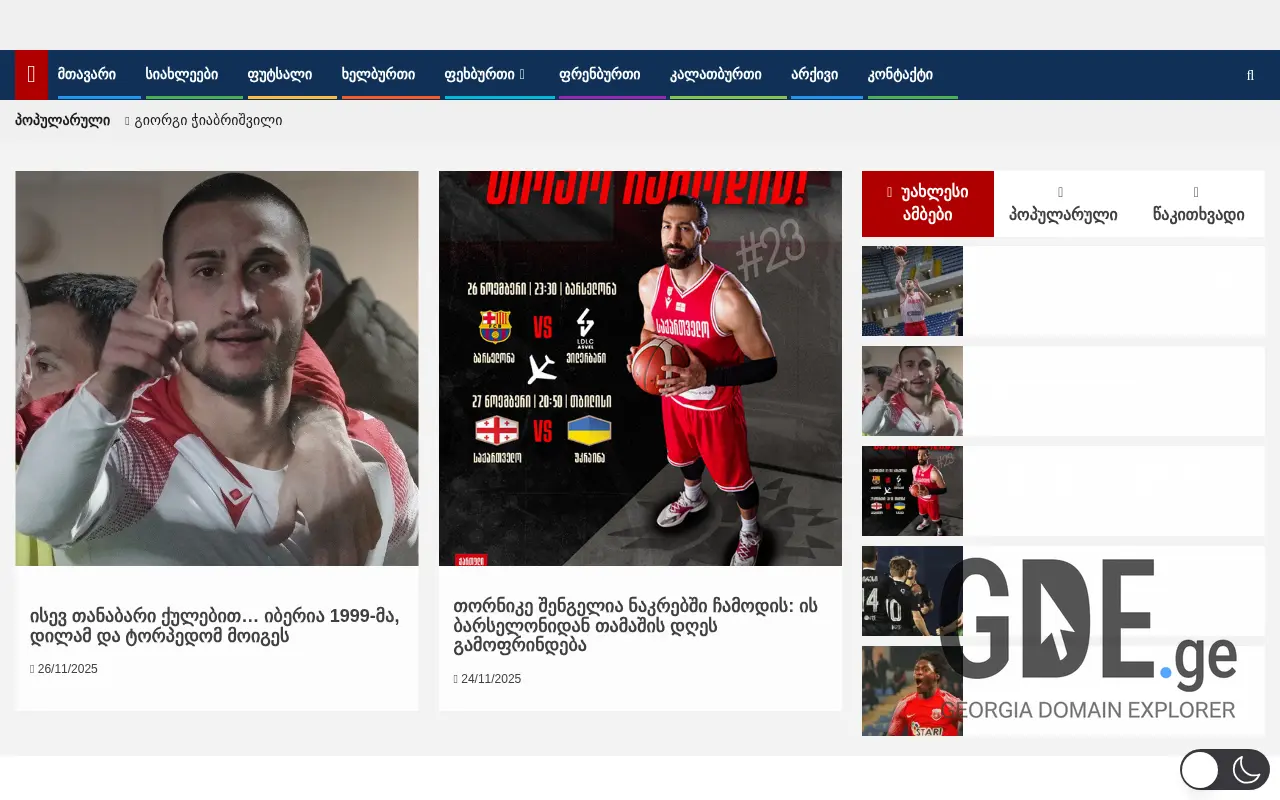 Screenshot of the site geoliga.ge at 2025-11-28